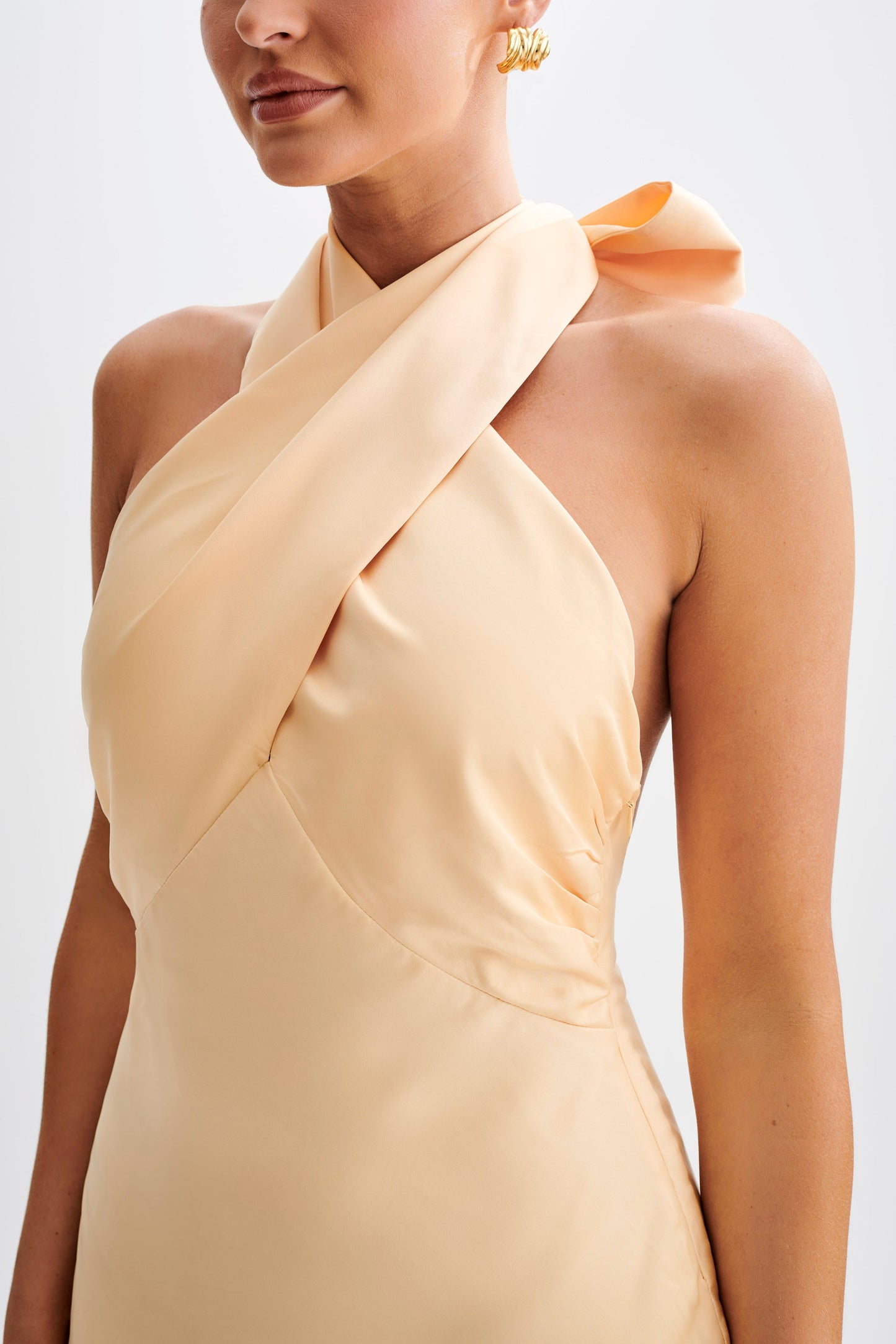 Francine Satin Halter Mini Dress - Peach