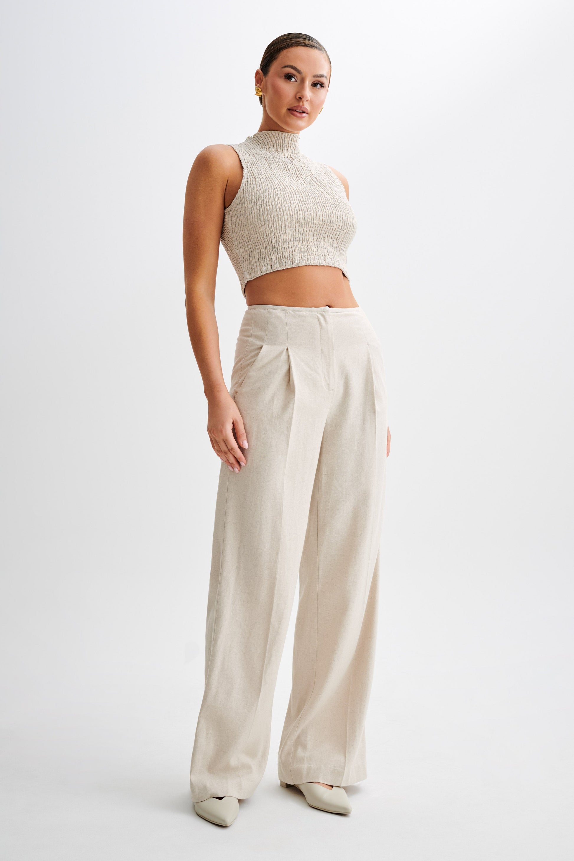 Adrina Straight Leg Linen Pant - Natural #6