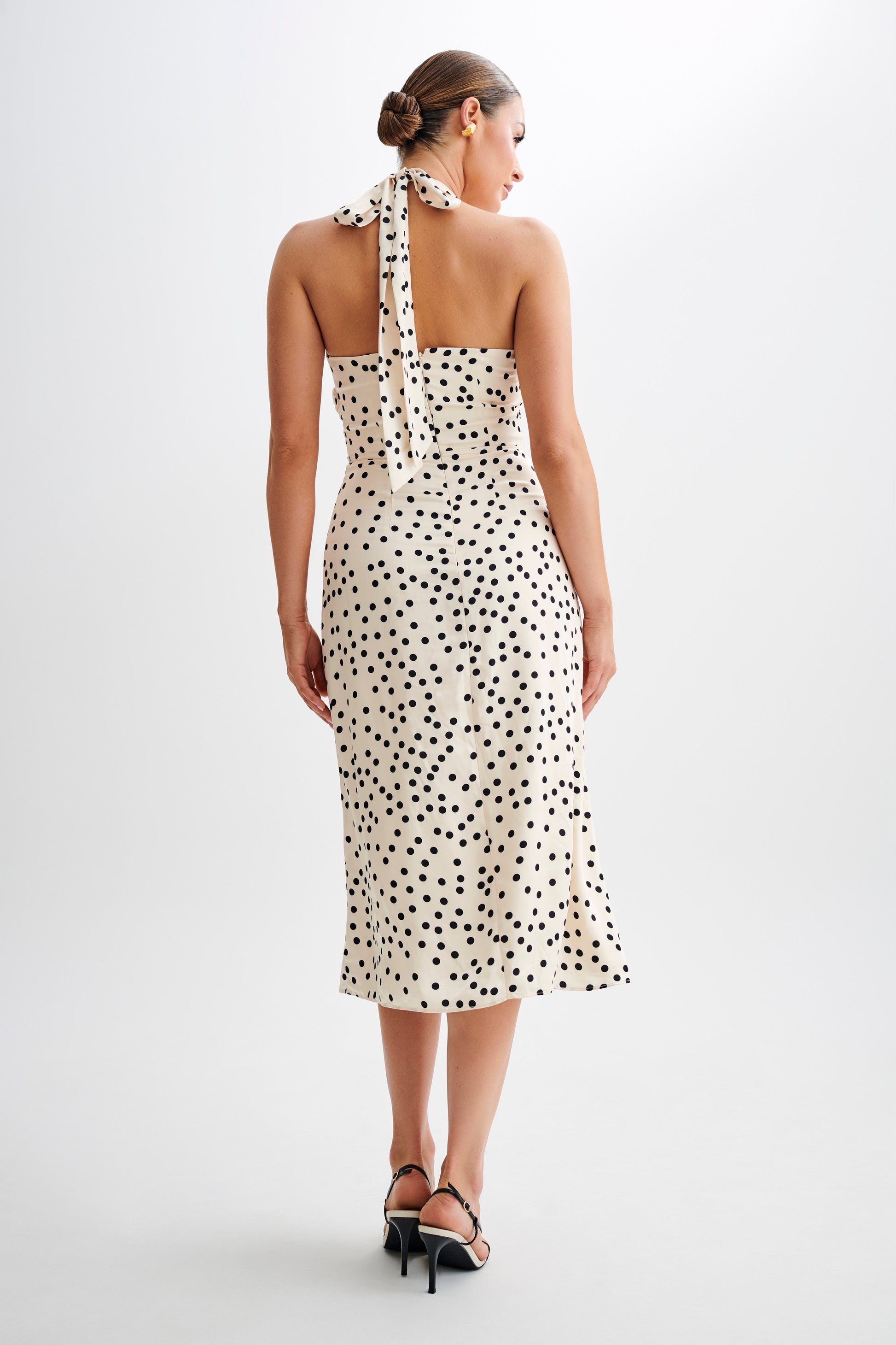 Marguerite Satin Halter Midi Dress - Polkadot #2