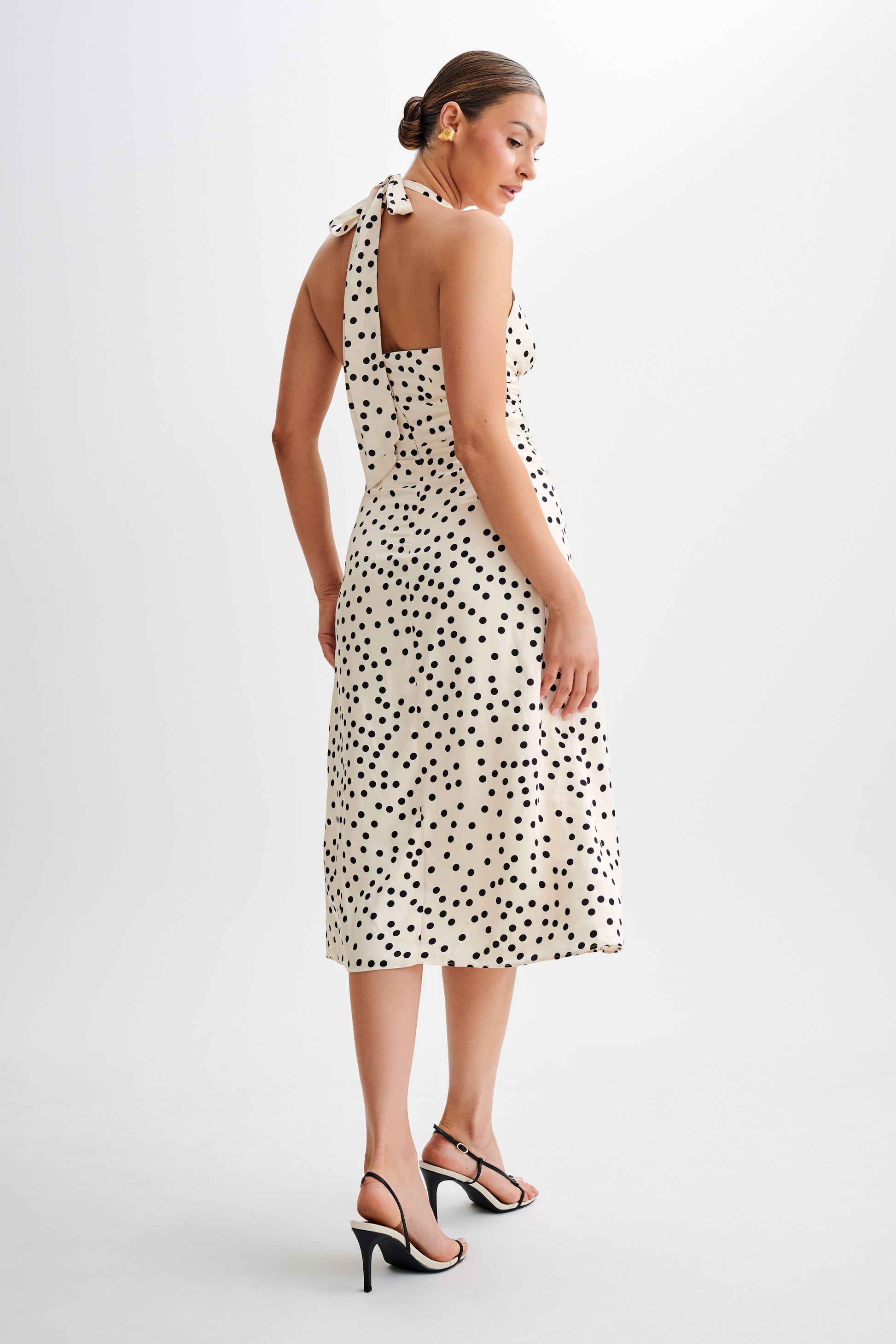 Marguerite Satin Halter Midi Dress - Polkadot #5