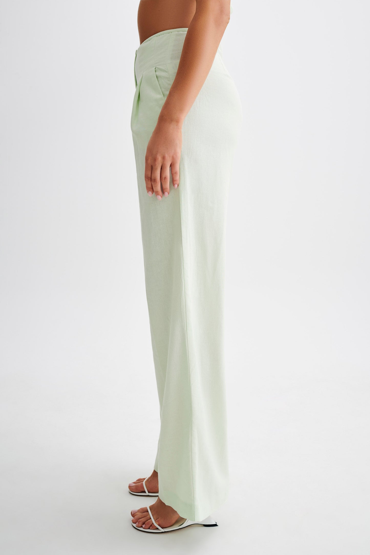 Adrina Straight Leg Linen Pant - Mint