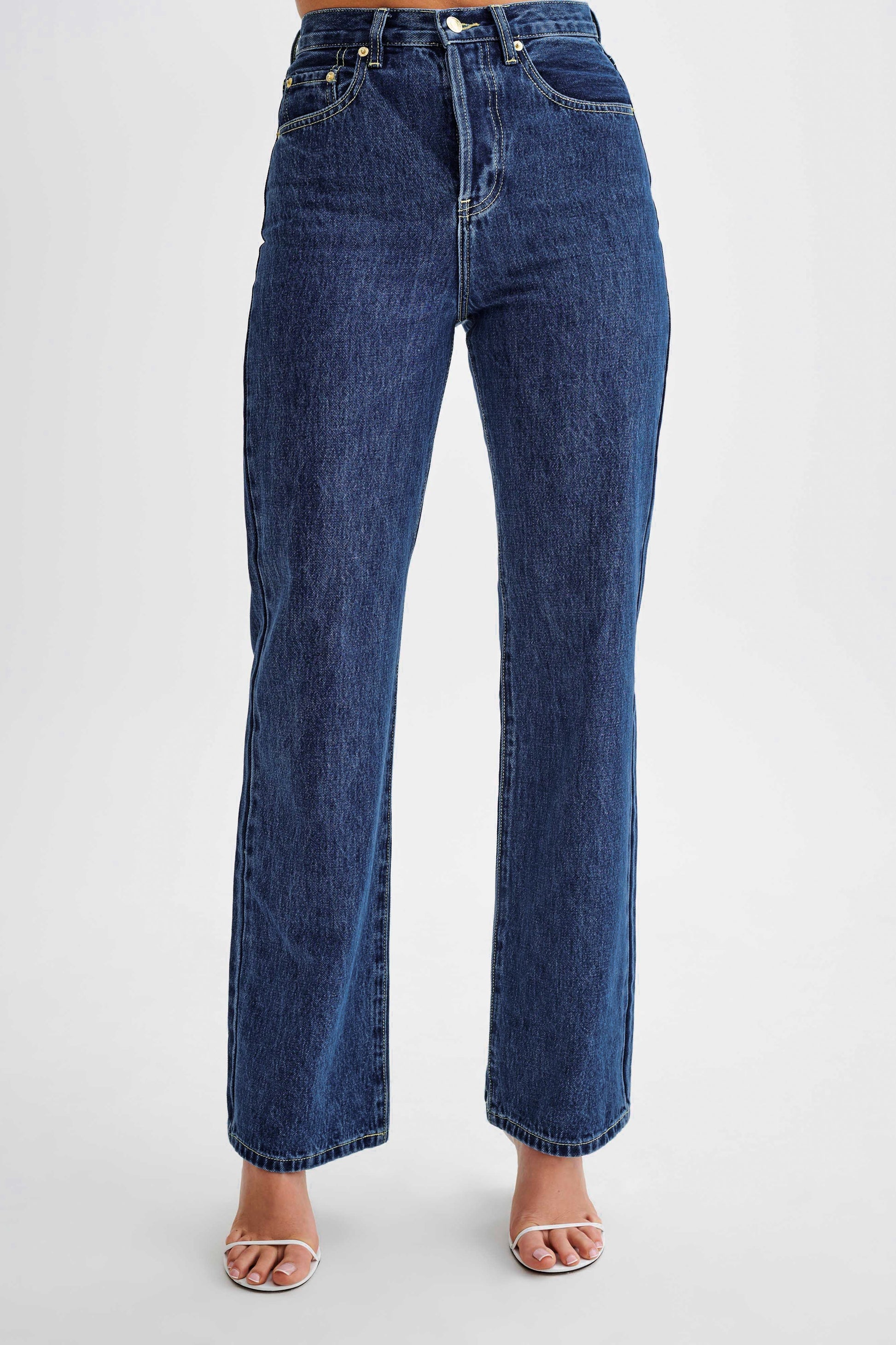 Janine High Waisted Straight Leg Jeans - Dark Blue #2