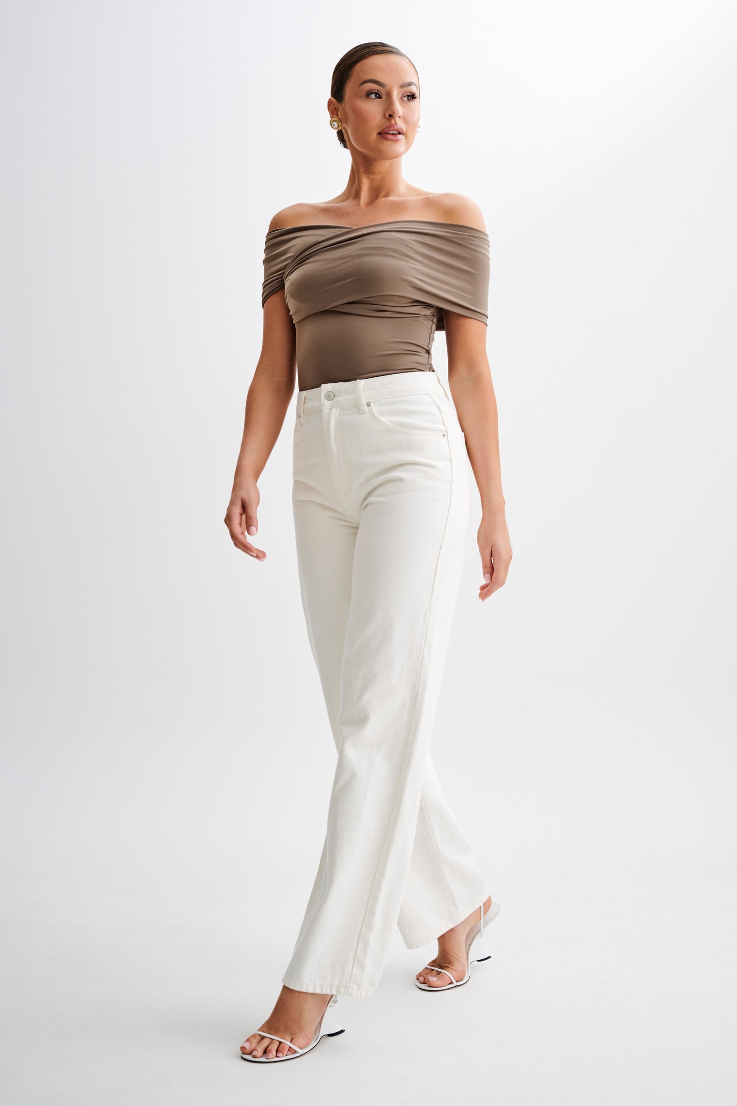 Lourdes Slinky Off Shoulder Top - Coco