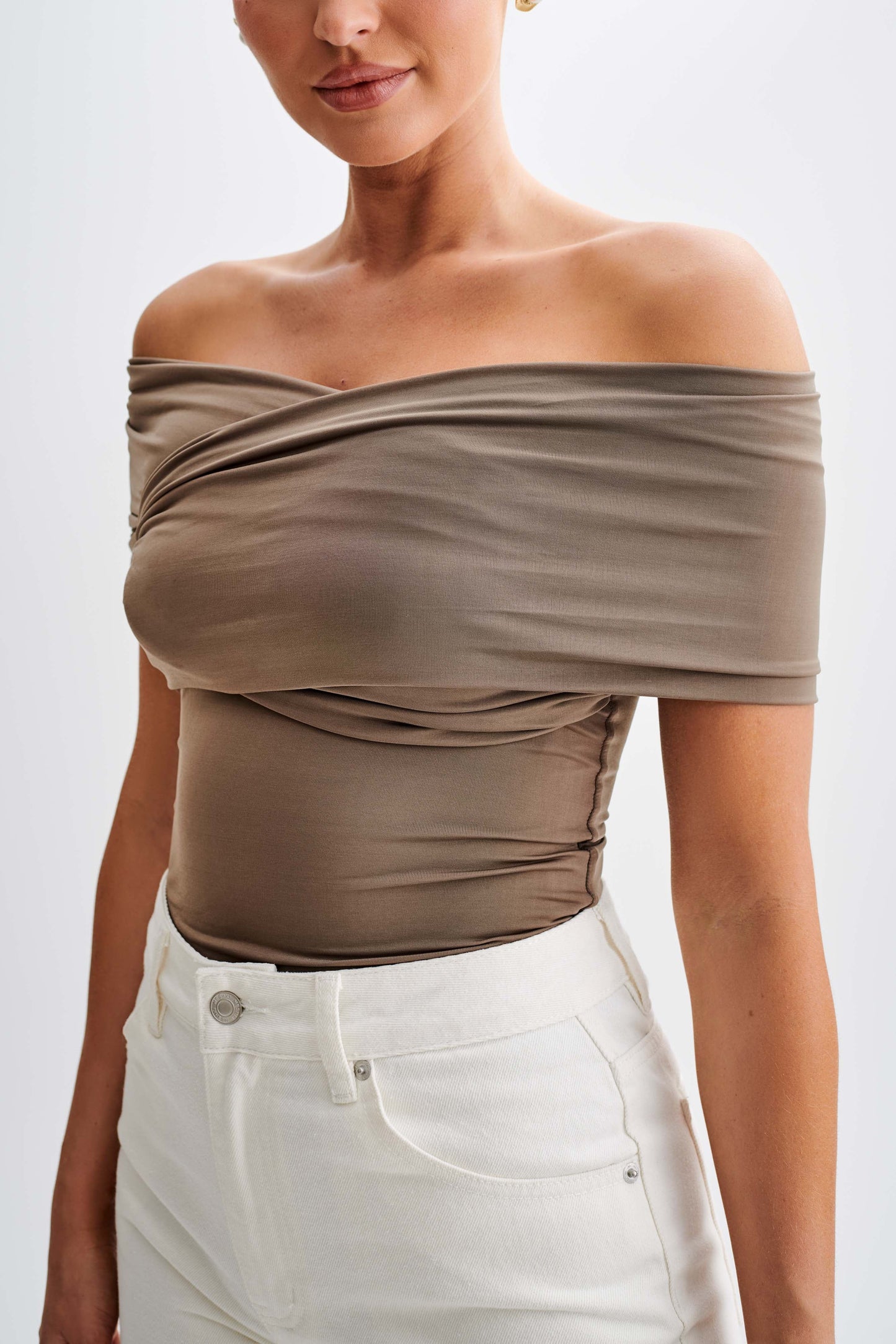 Lourdes Slinky Off Shoulder Top - Coco