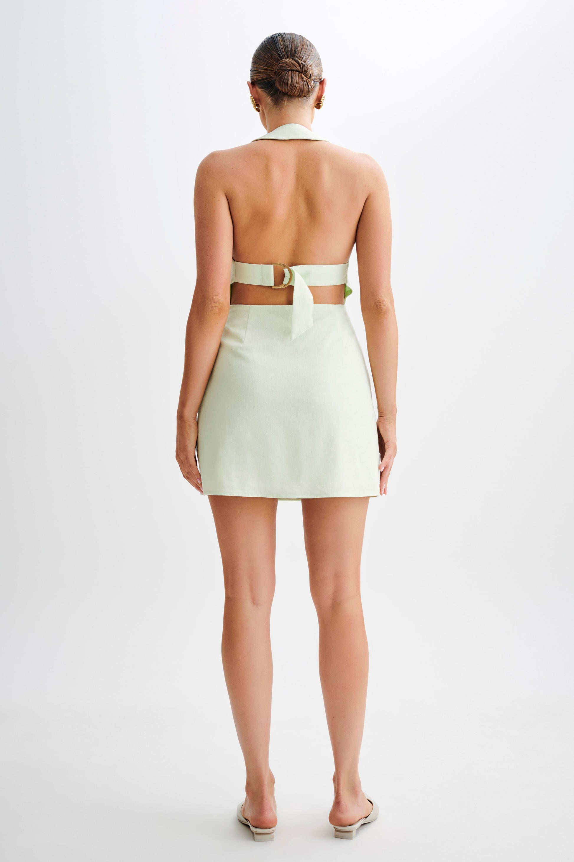 Lorraine Linen Halter Mini Dress - Mint #5