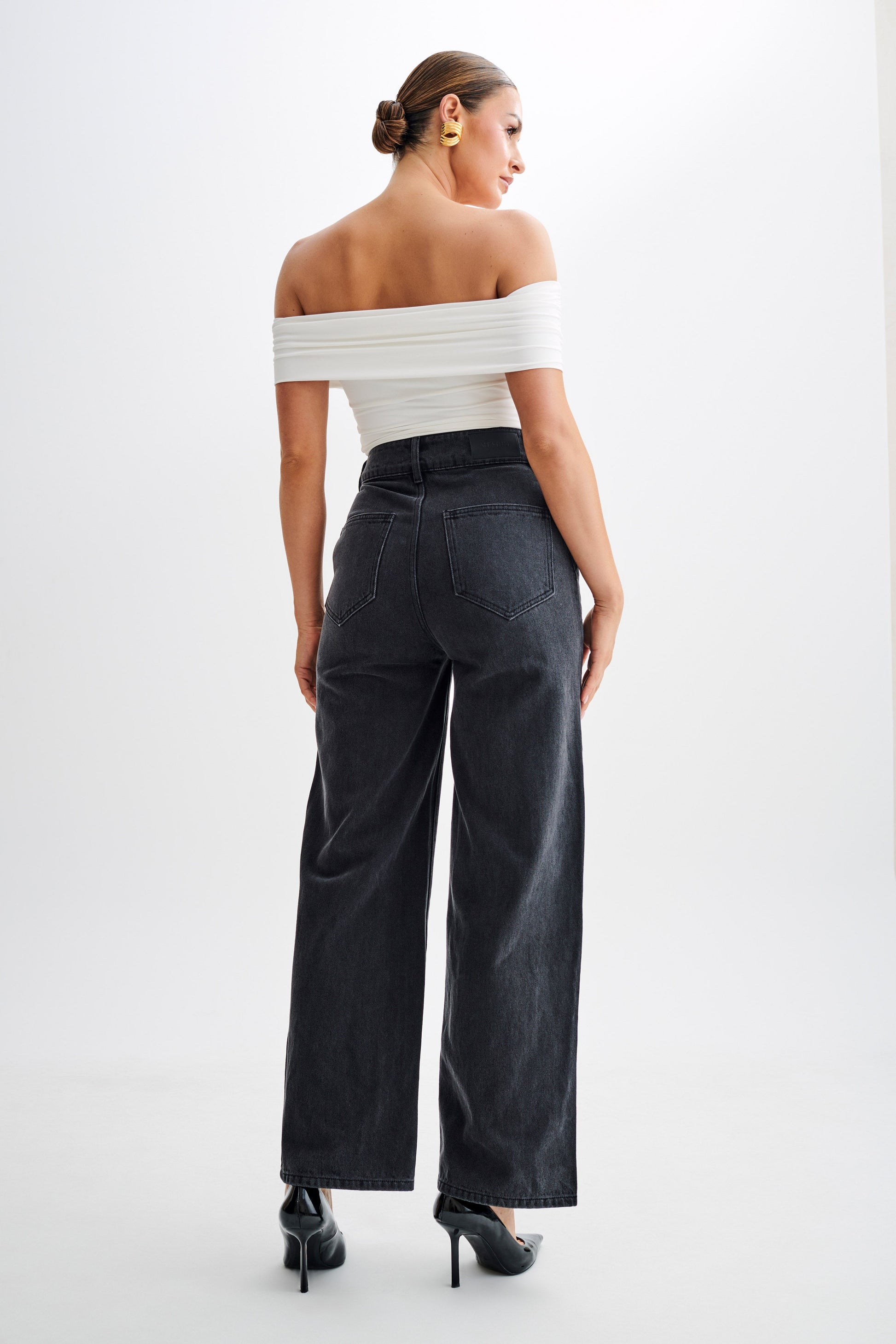 Meena Recycled Nylon Off Shoulder Top - White #6