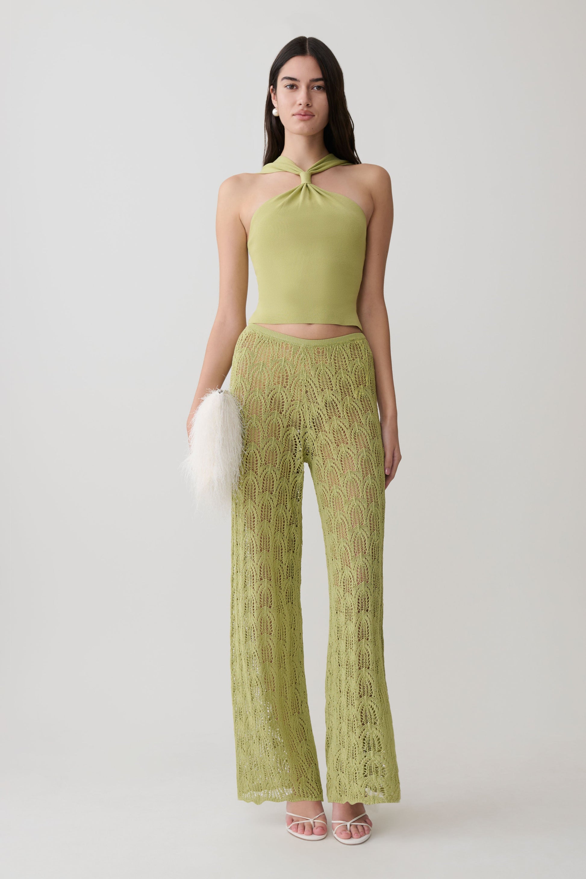 Angelika Twist Front Knit Top - Light Olive #8