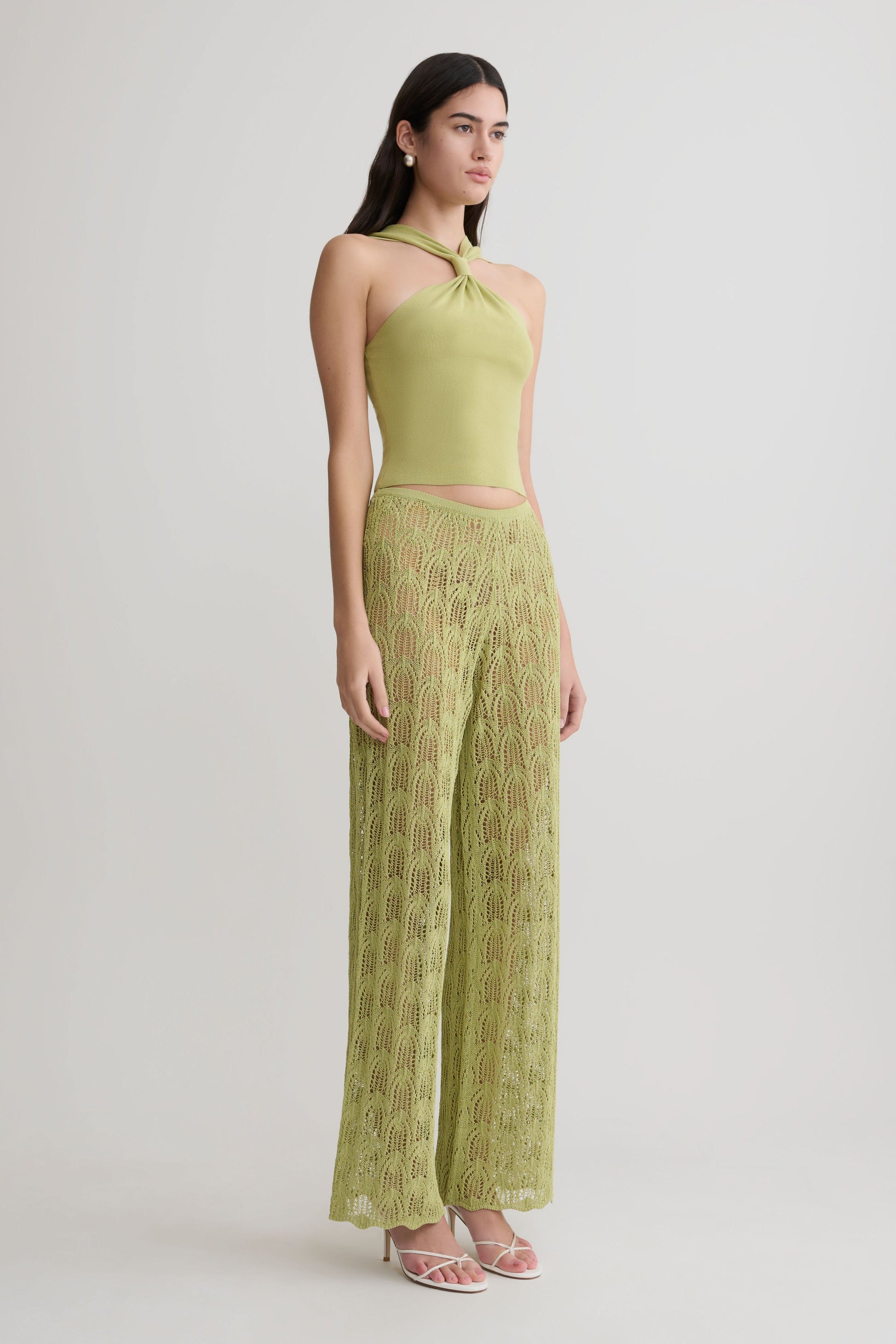 Glinda Crochet Pants - Light Olive #5