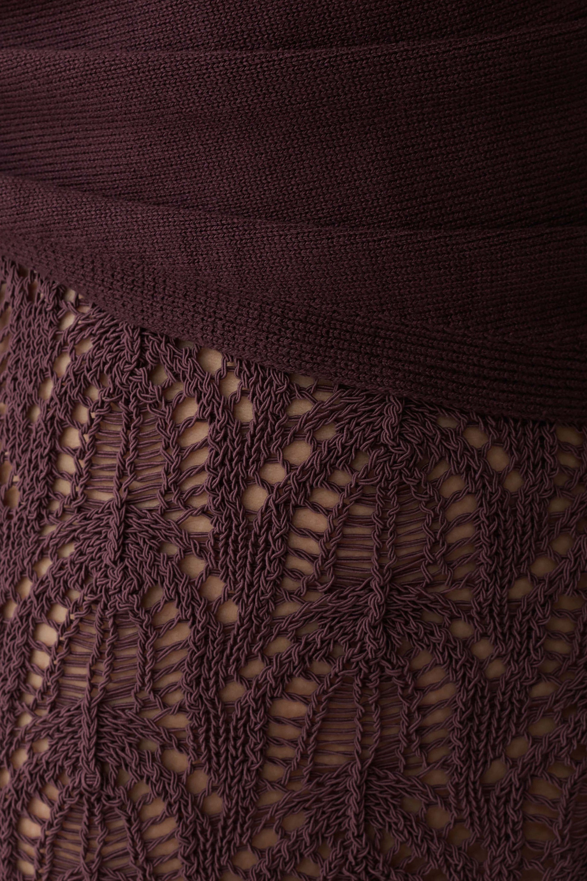 Liora Crochet Shorts With Knit Overlay - Chocolate #9