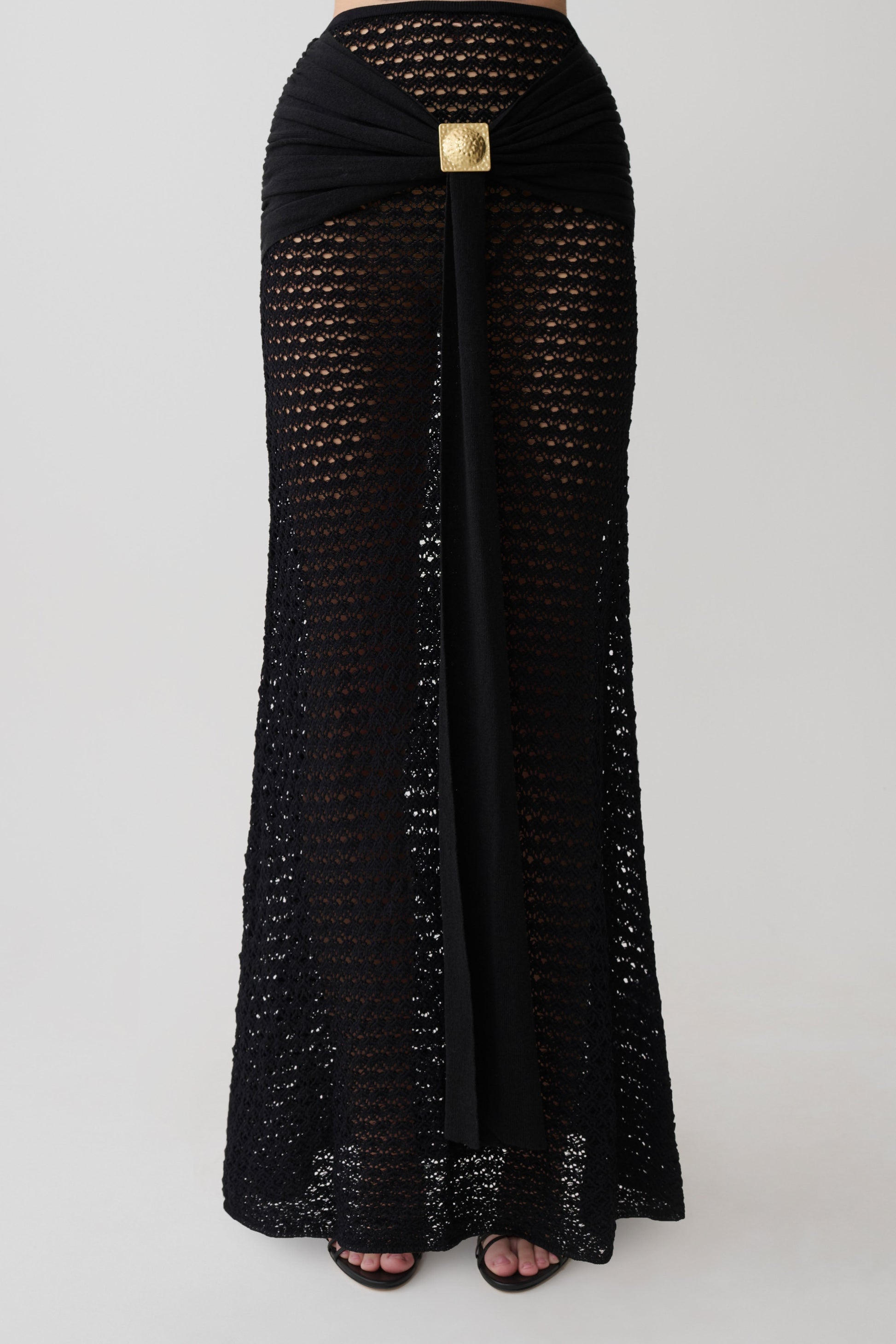 Mania Crochet Maxi Skirt With Hardware - Black #6