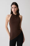 Clea Relaxed Sheer Halter Top - Espresso