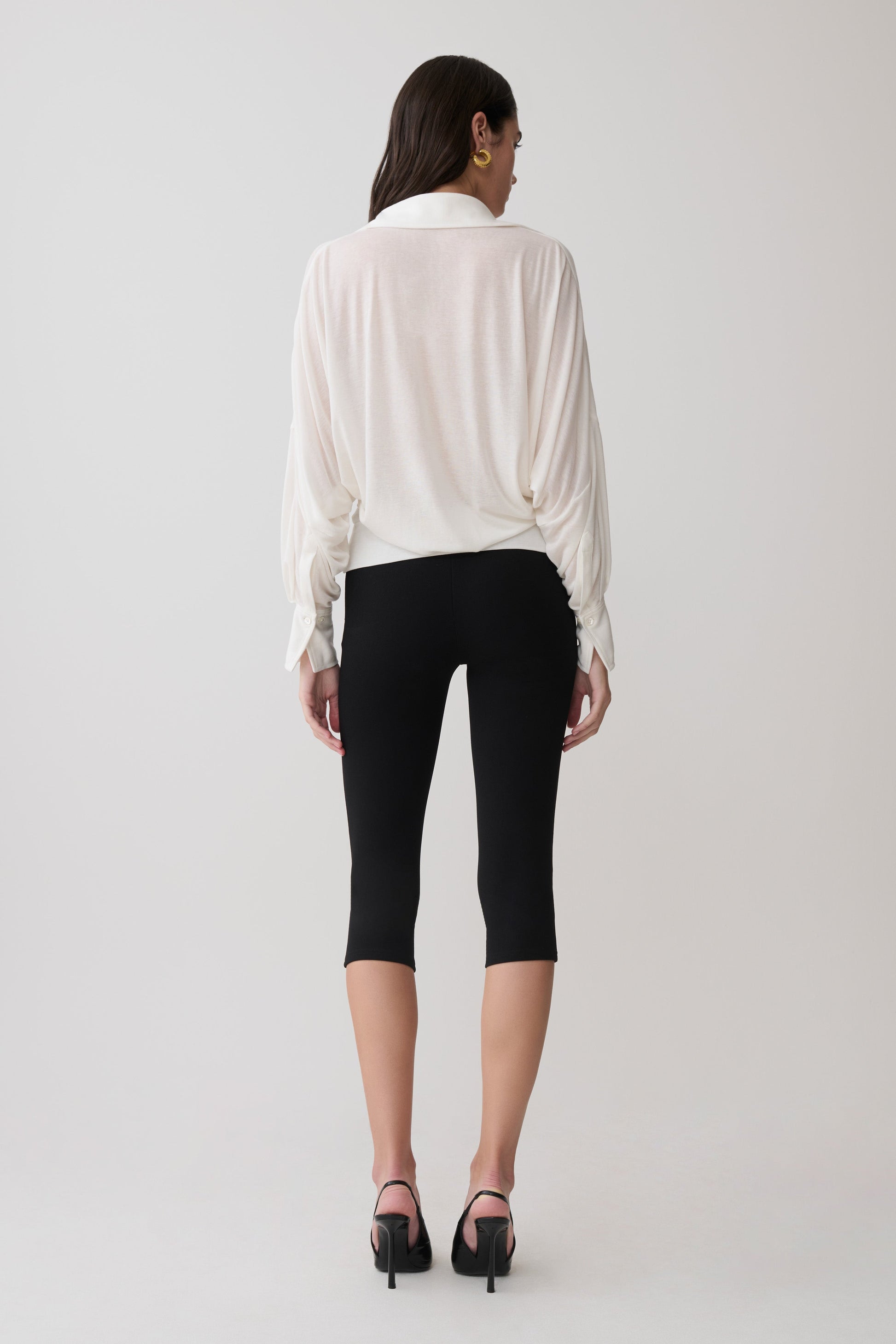 Berkley Draped Long Sleeve Shirt - White #5
