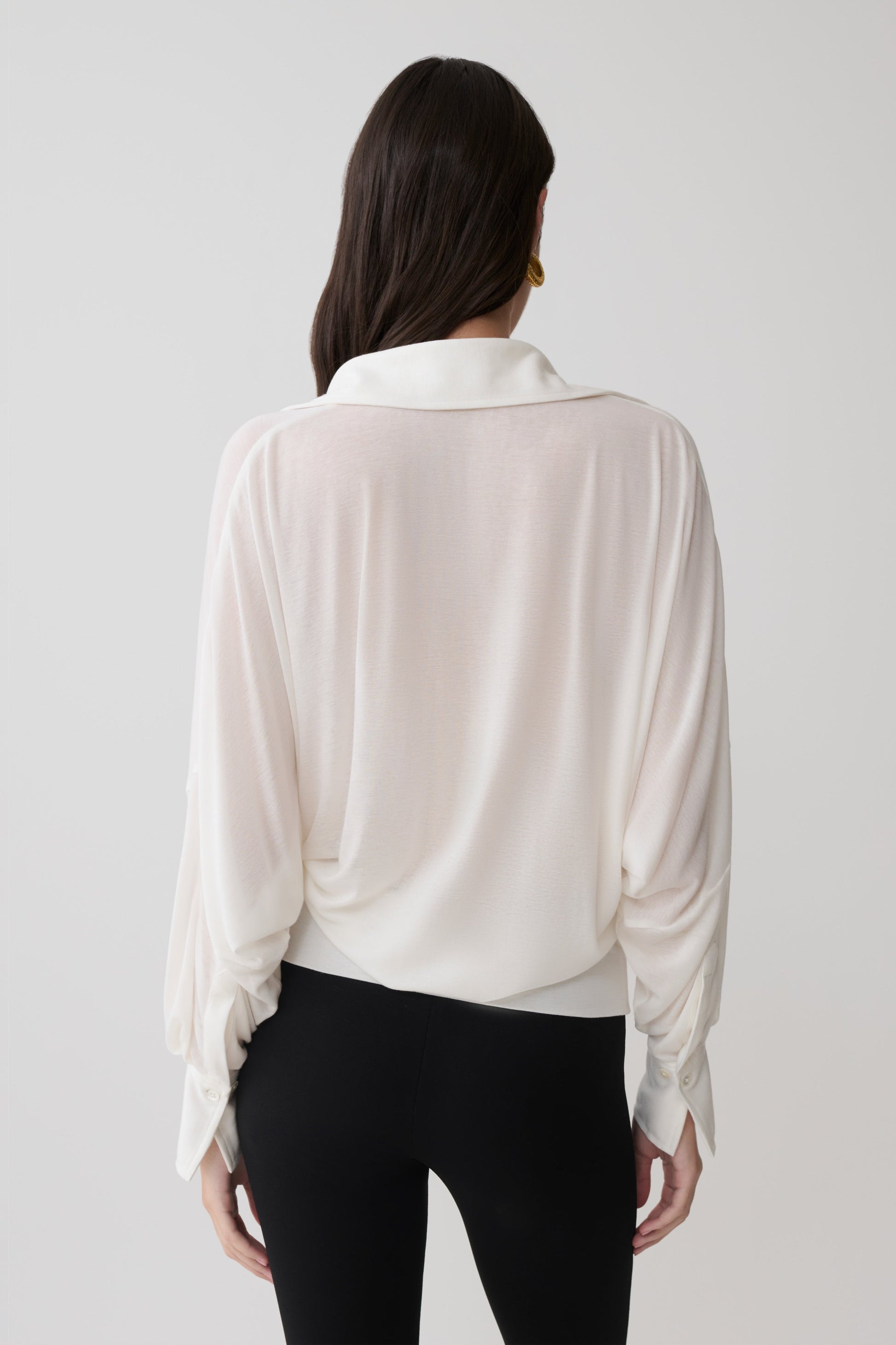 Berkley Draped Long Sleeve Shirt - White #2