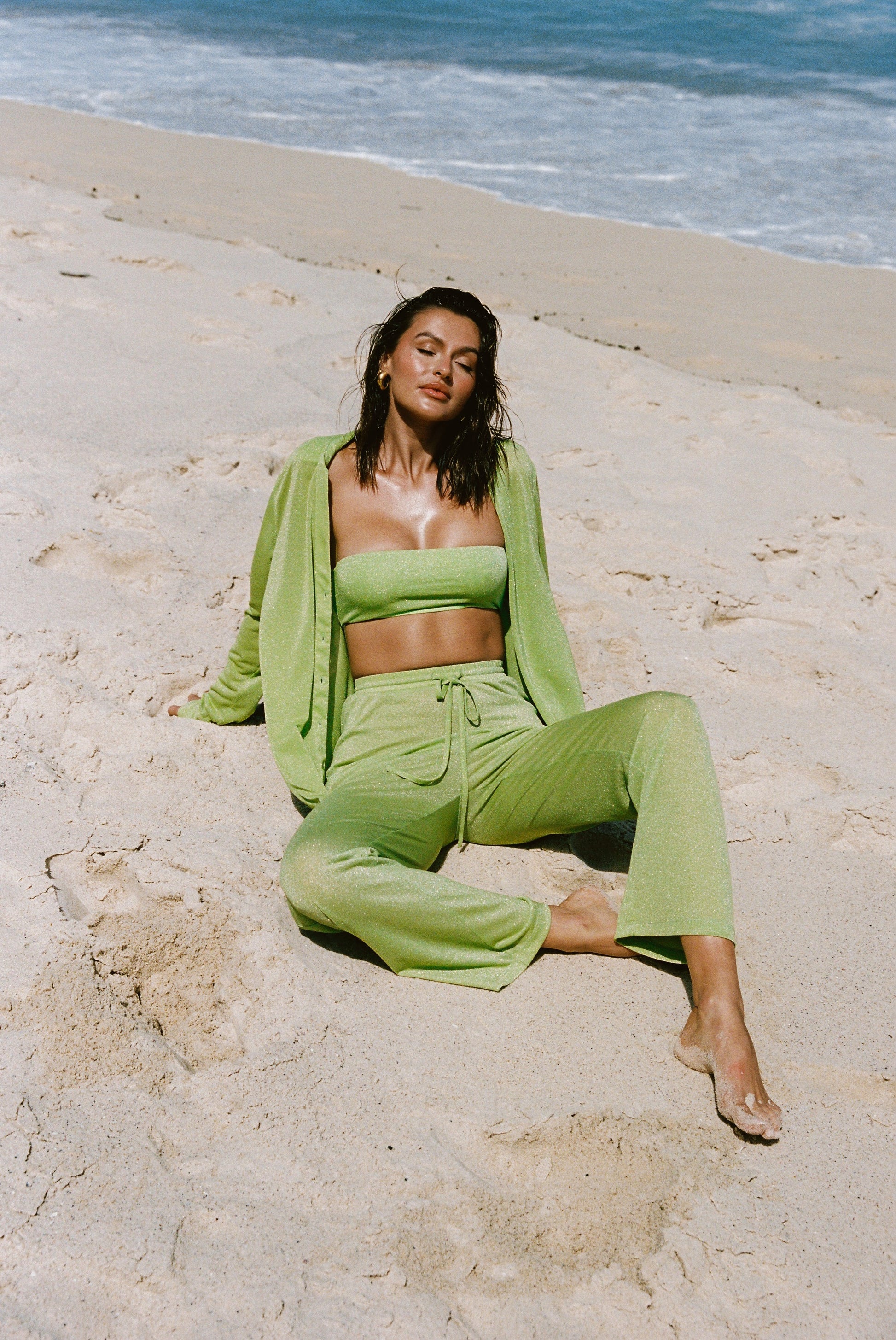 Lucille Shimmer Cover Up Top - Lime Sparkle #3