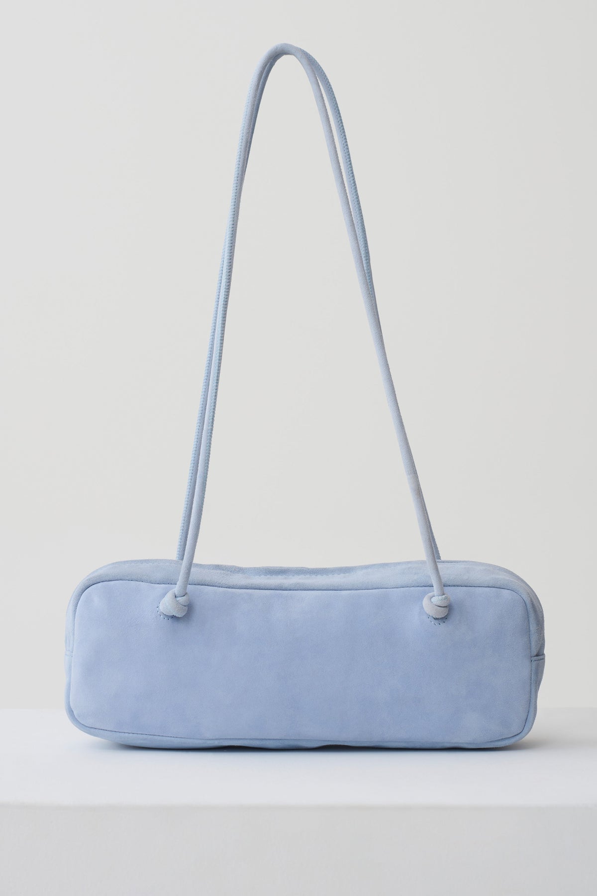 Mia Barrel Bag - Pale Blue Suede