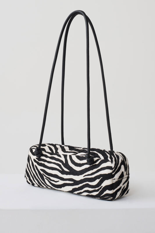 Hillary Pony Fur Bag - Zebra Print