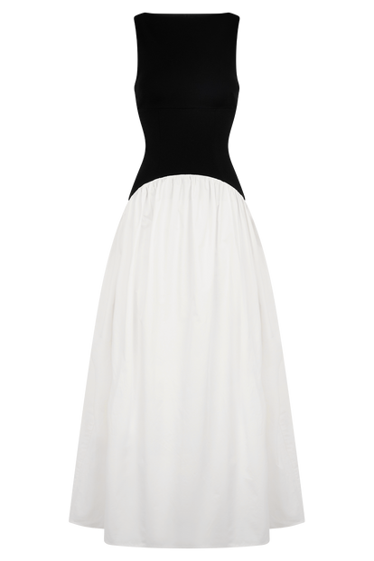 Acacia Contrast Sleeveless Maxi Dress - Black/White