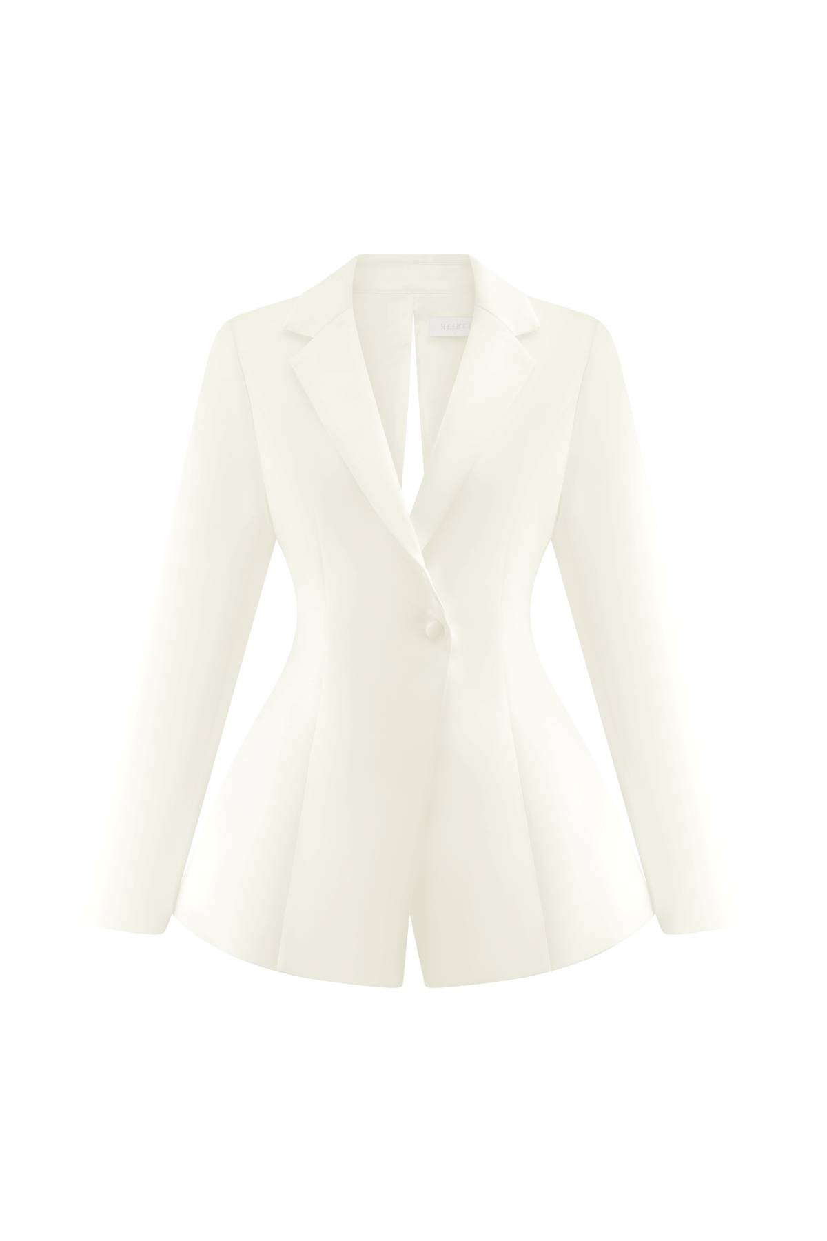 Ada Tailored Satin Blazer - Ivory #9