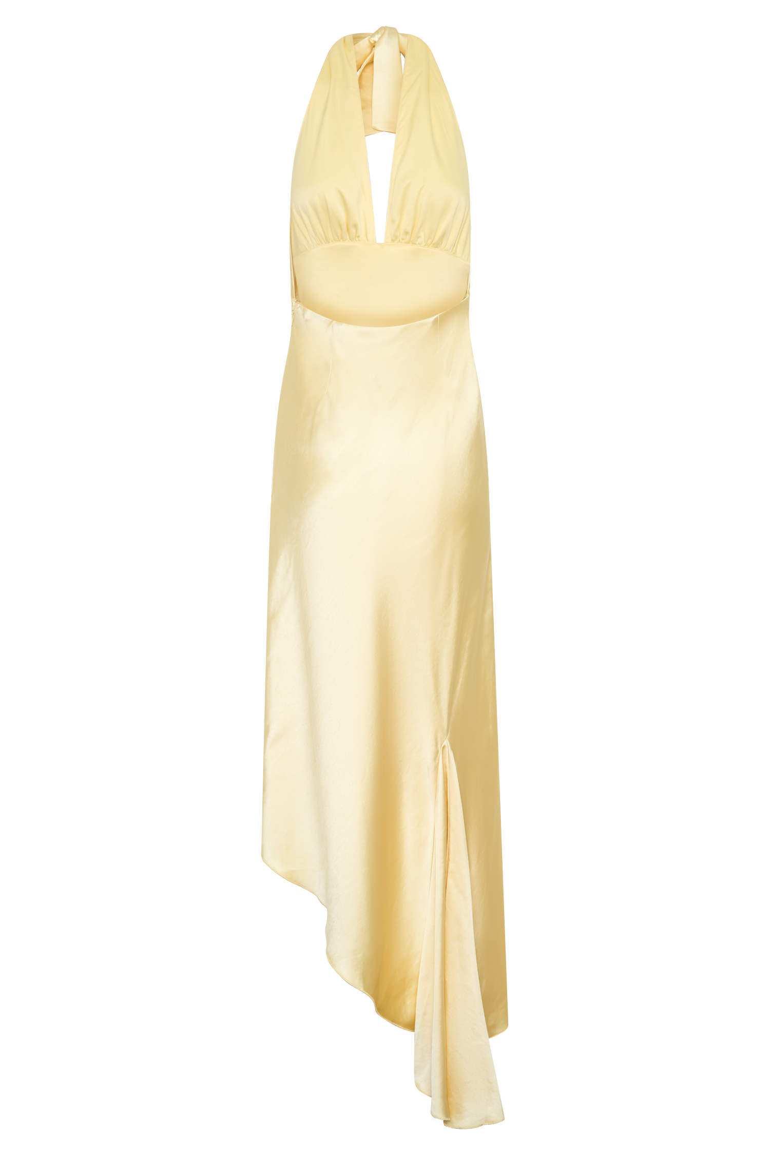 Adelie Asymmetric Hem Halter Midi Dress - Butter #8