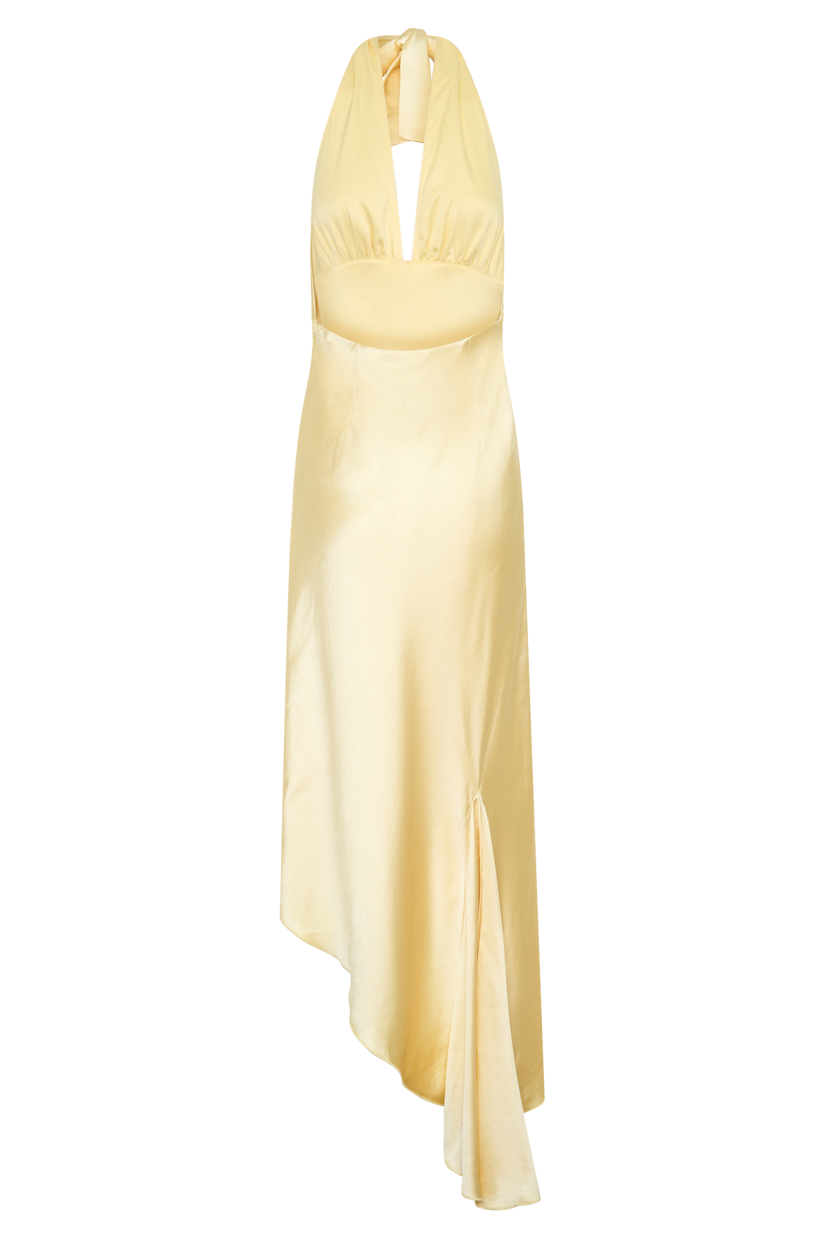 Adelie Asymmetric Hem Halter Midi Dress - Butter #8