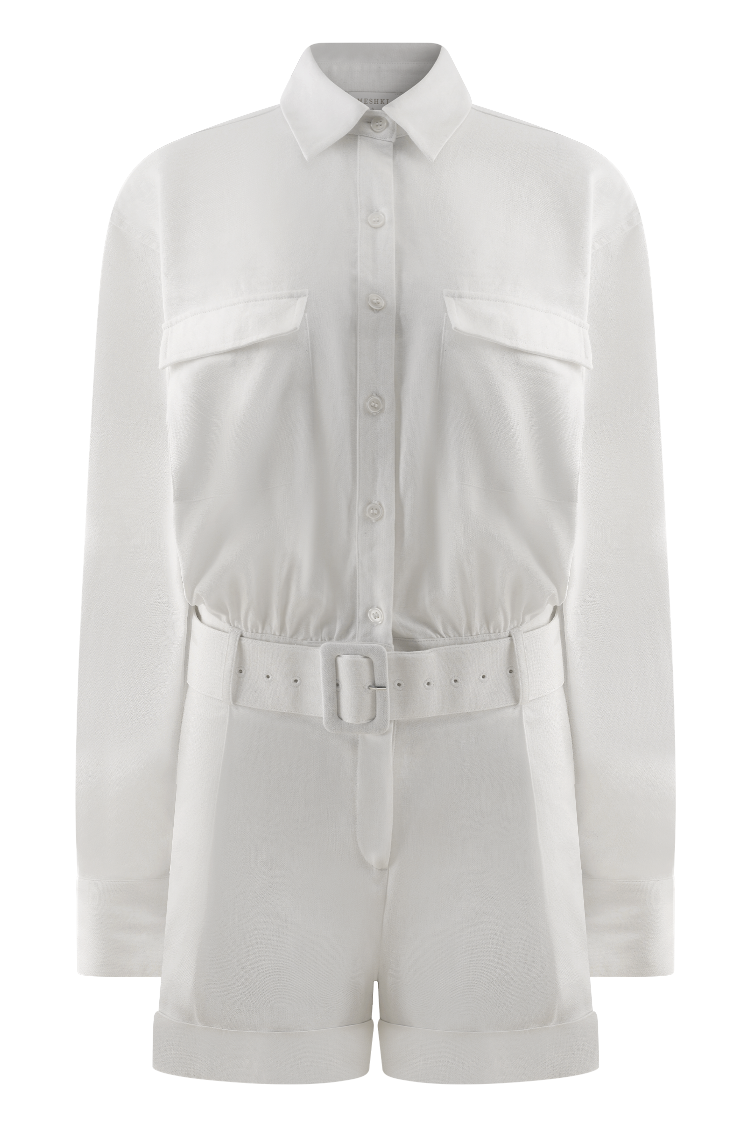 Adia Linen Belted Playsuit - White #10