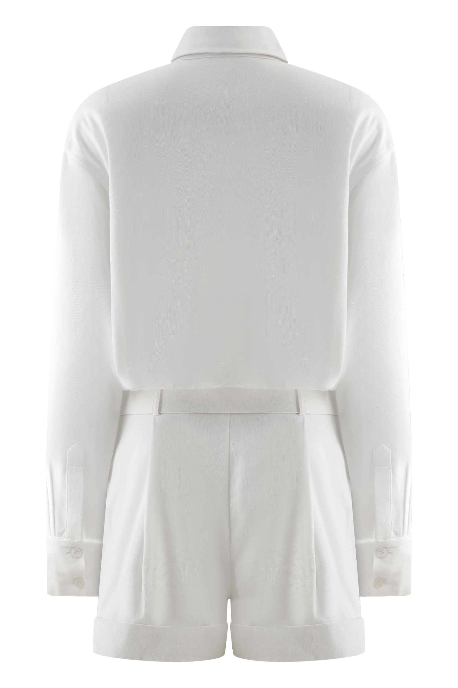 Adia Linen Belted Playsuit - White #9