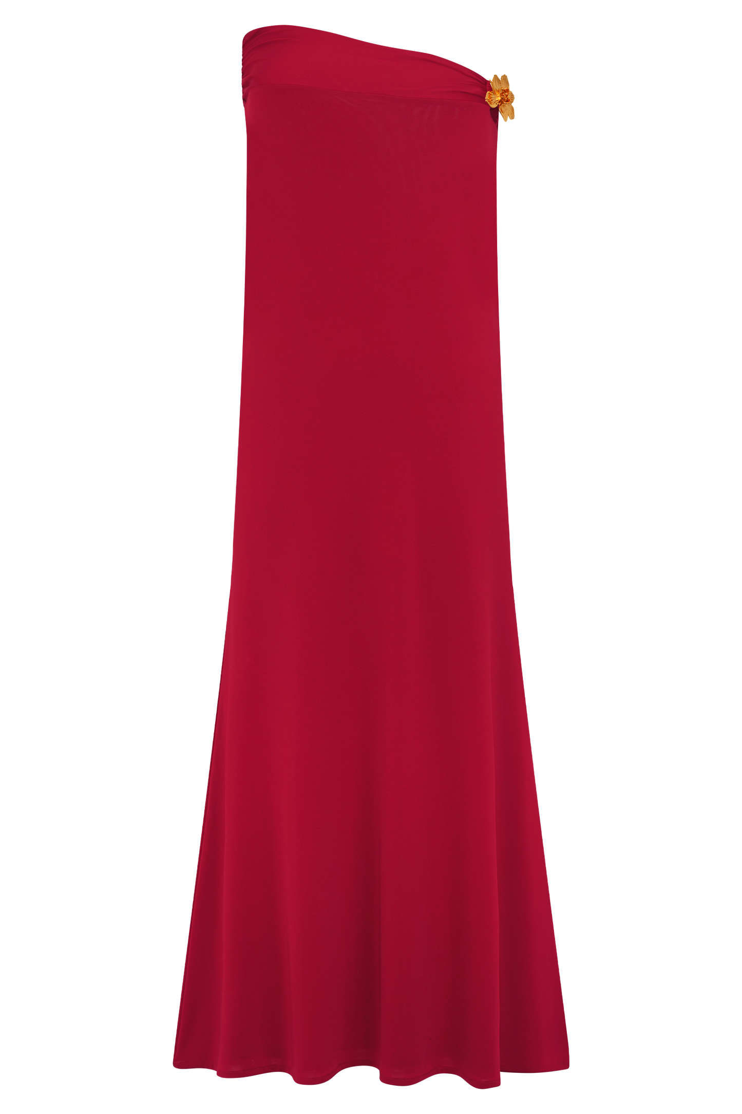 Ainsley Asymmetrical Maxi Skirt With Floral Hardware - Fuchsia Pink