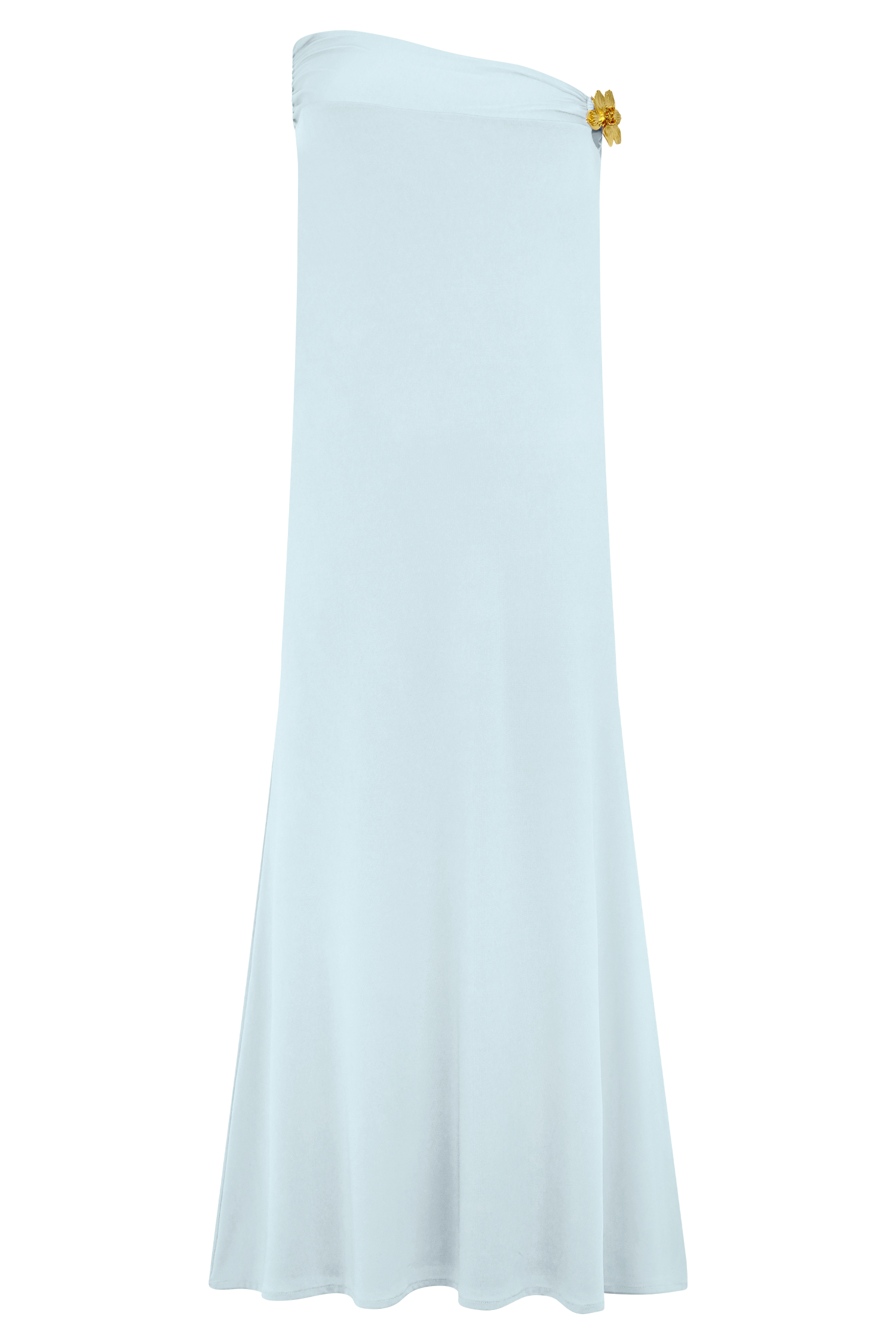 Ainsley Asymmetrical Maxi Skirt With Floral Hardware - Pale Blue #7