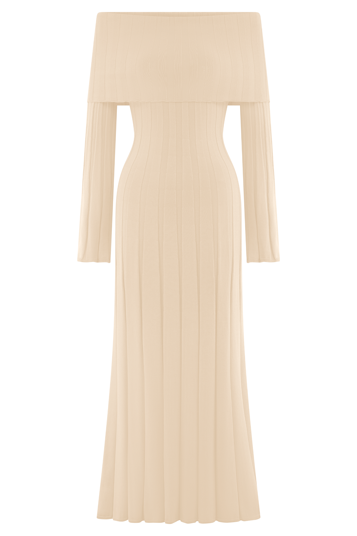 Alonza Long Sleeve Knit Midi Dress - Cream #7
