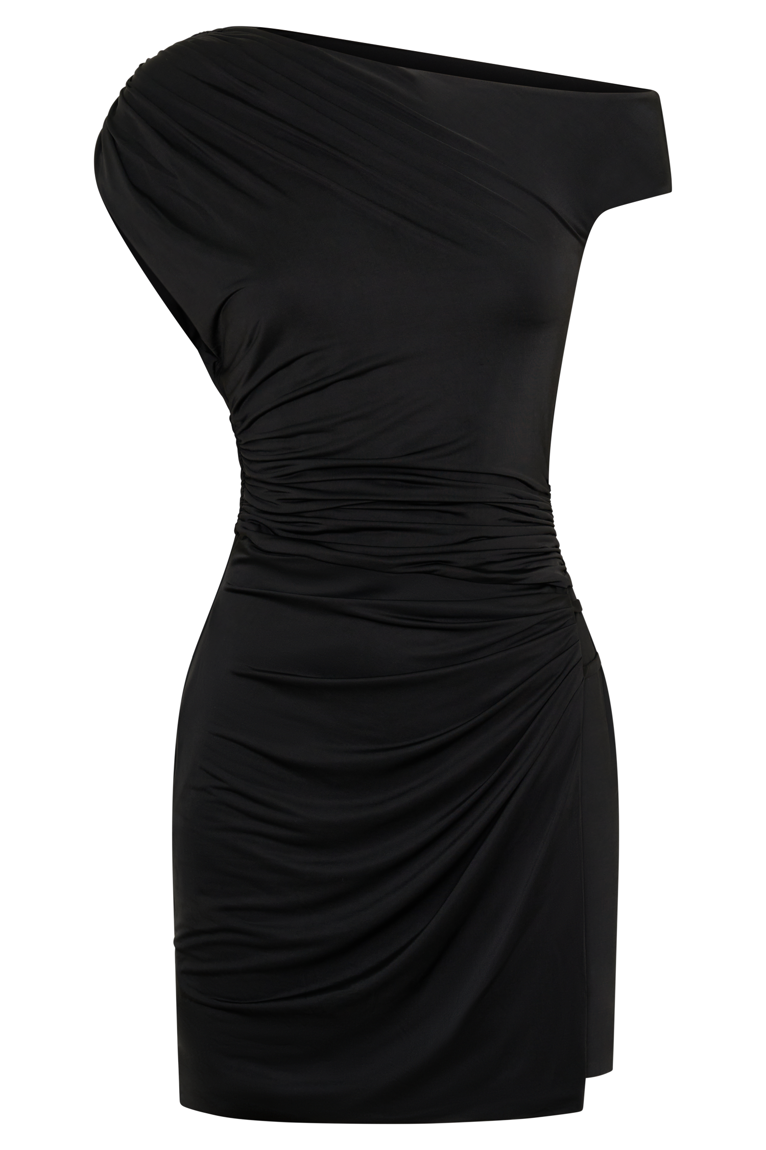 Alyn Off Shoulder Draped Mini Dress - Black #9