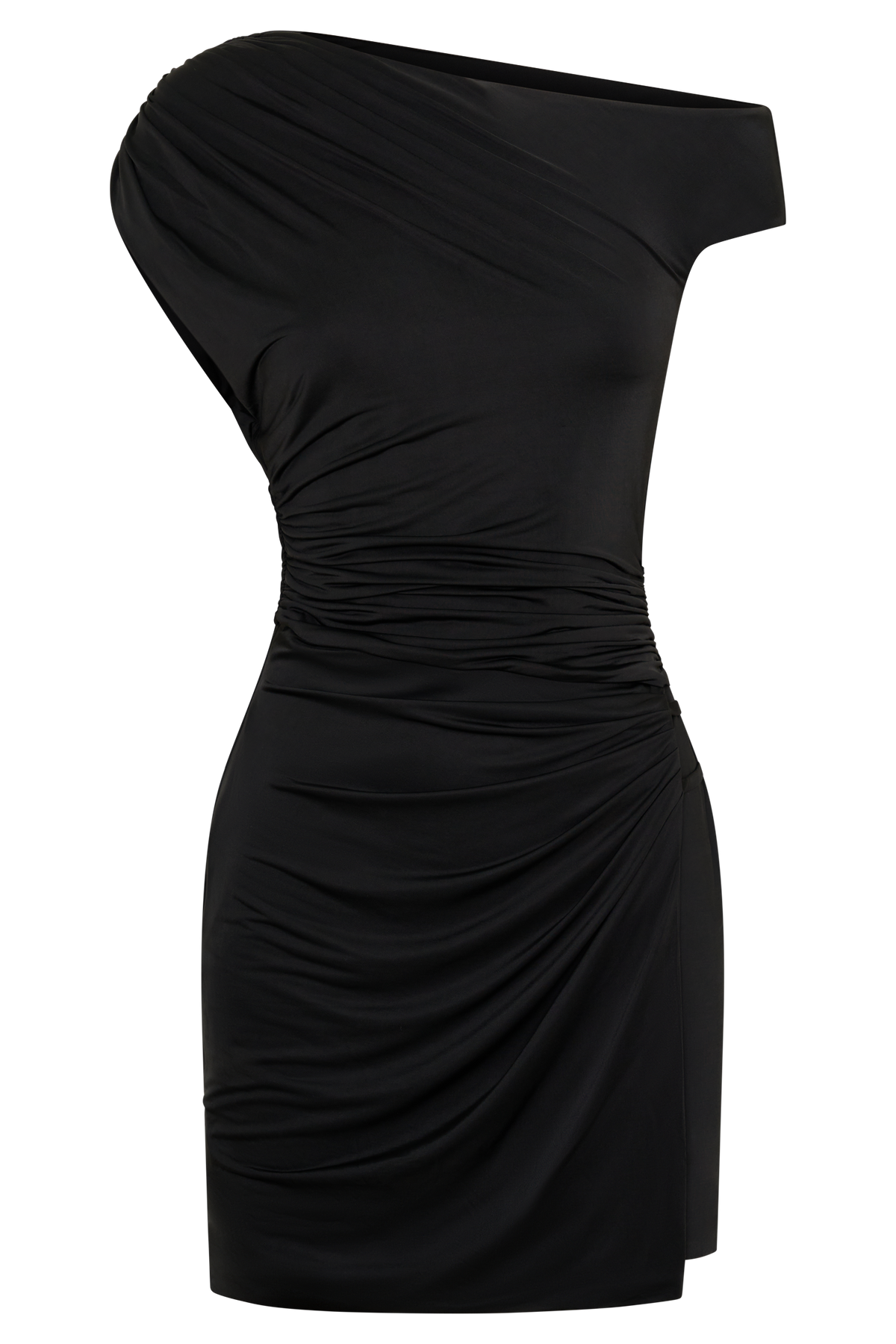 Alyn Off Shoulder Draped Mini Dress - Black #9