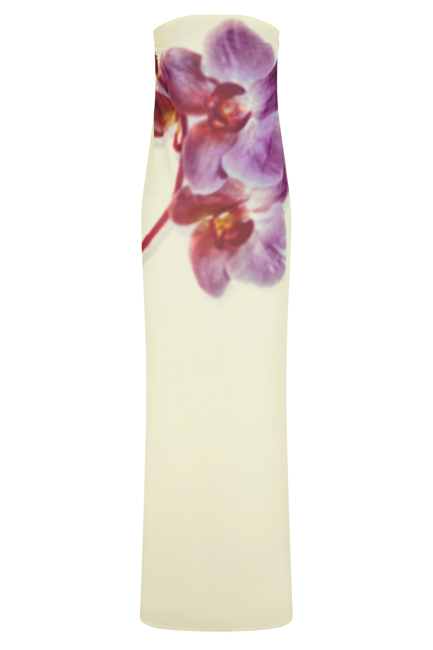 Amaya Strapless Chiffon Maxi Dress - Ivory Koi Orchid Print #8