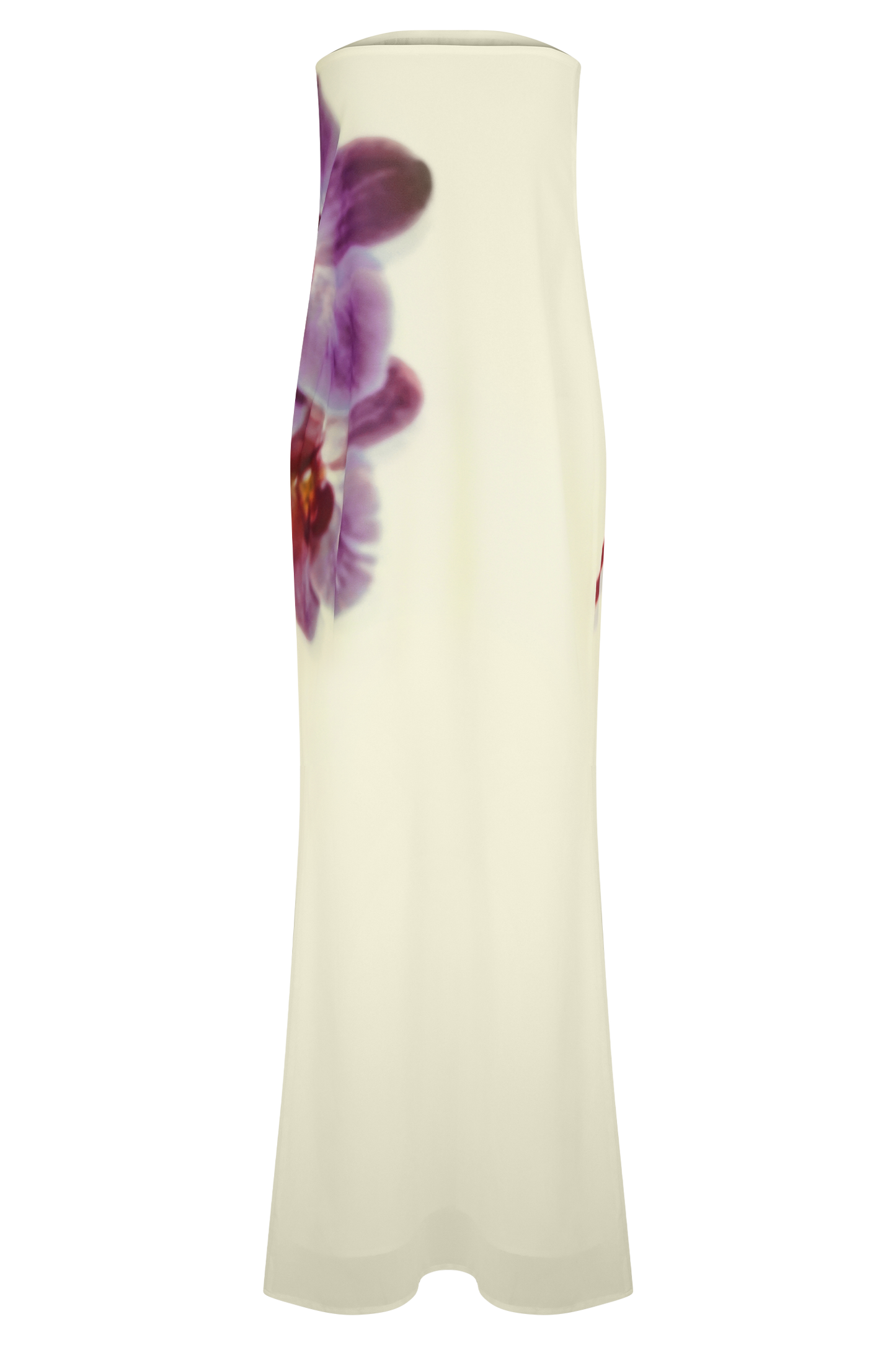 Amaya Strapless Chiffon Maxi Dress - Ivory Koi Orchid Print