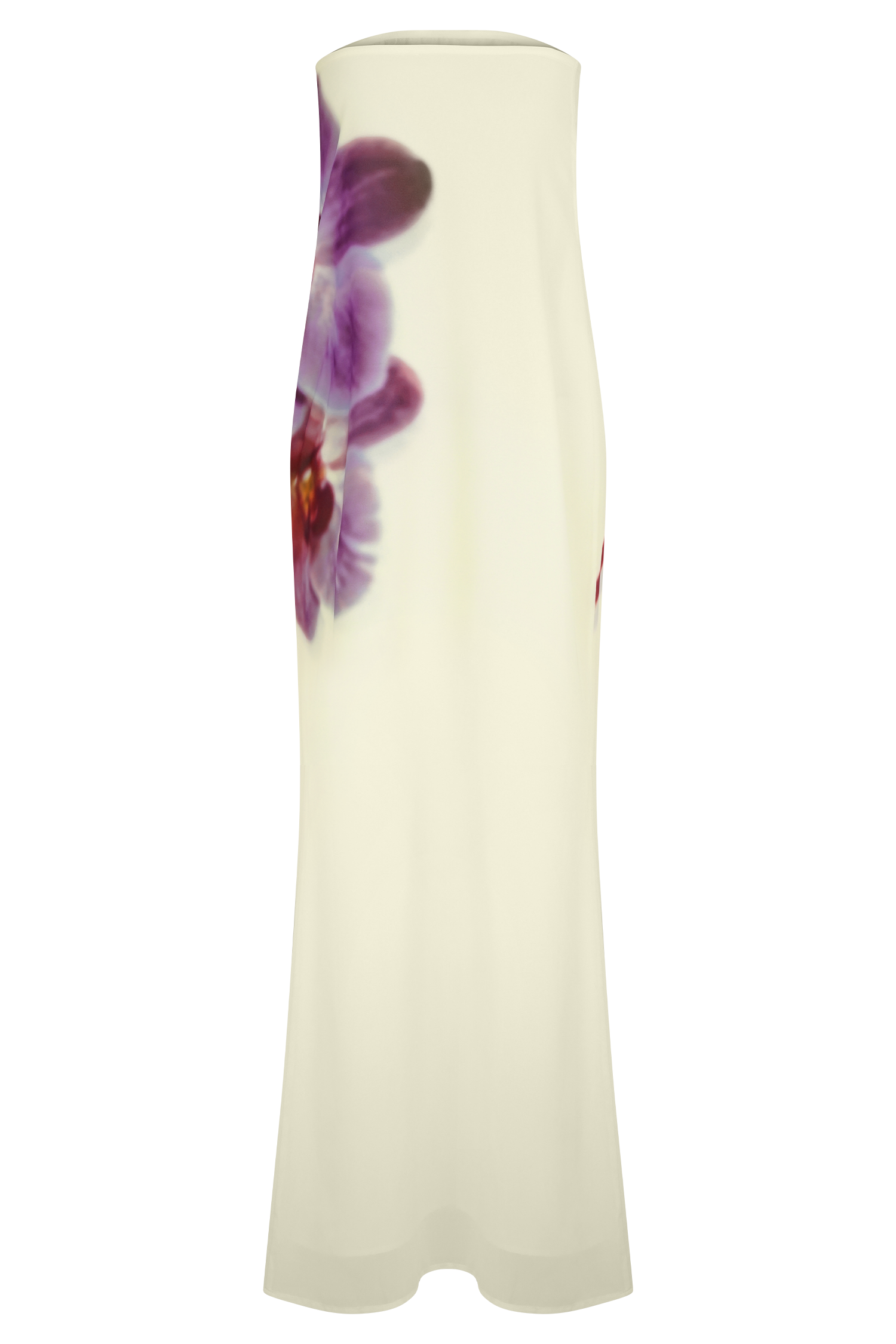 Amaya Strapless Chiffon Maxi Dress - Ivory Koi Orchid Print #7