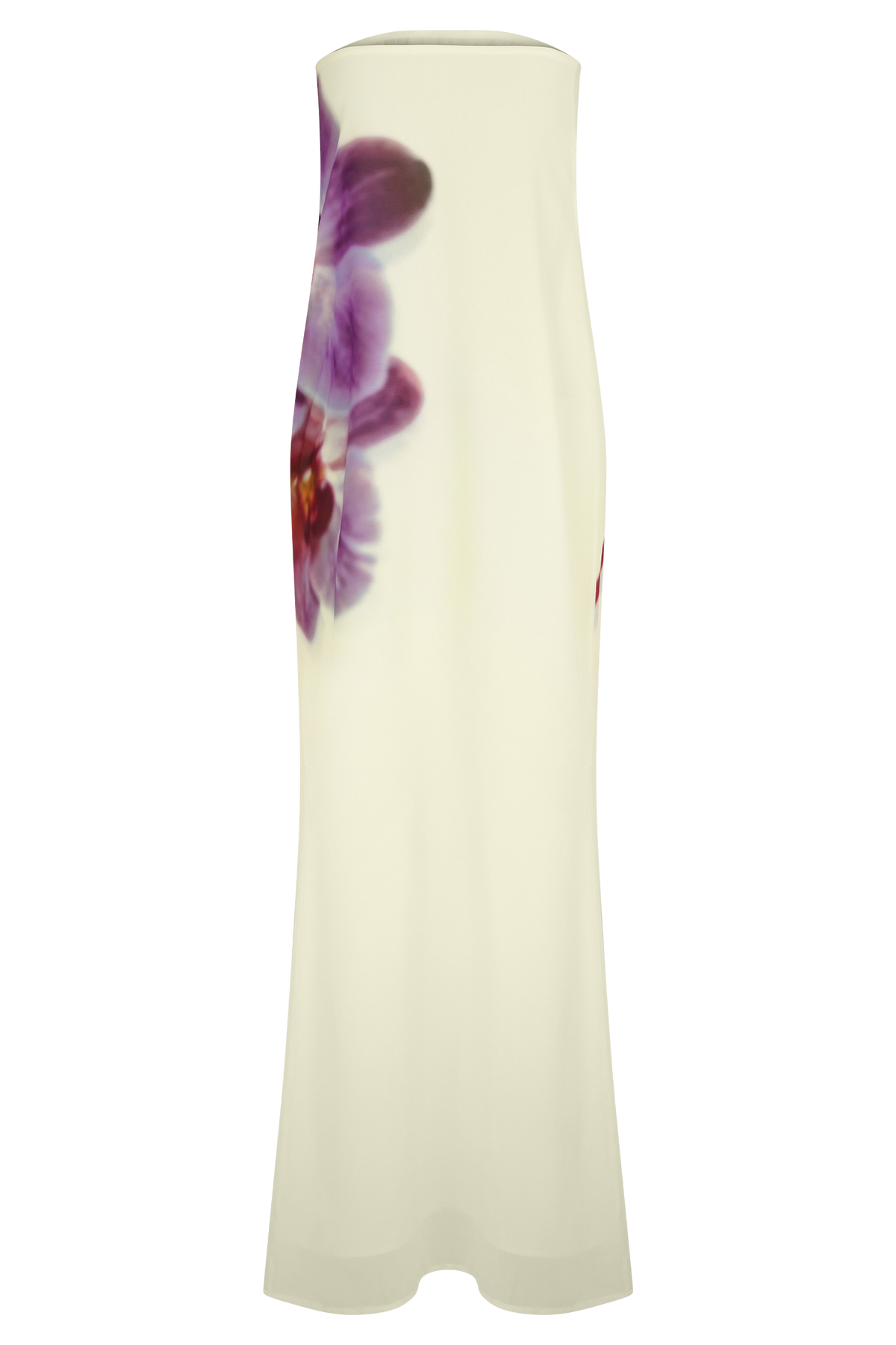 Amaya Strapless Chiffon Maxi Dress - Ivory Koi Orchid Print #6