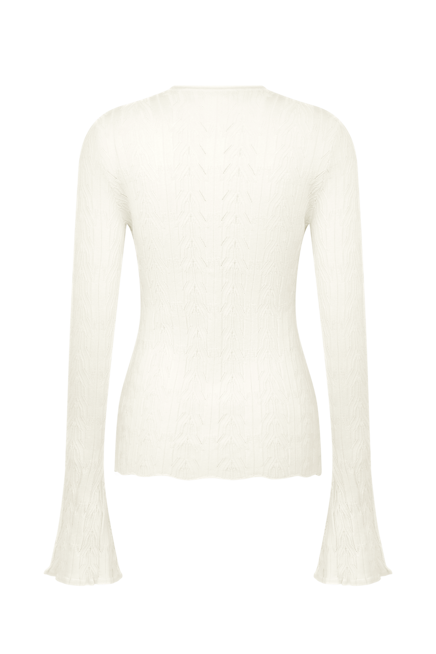 Amy Pointelle Bell Sleeve Cardigan - Ivory #6