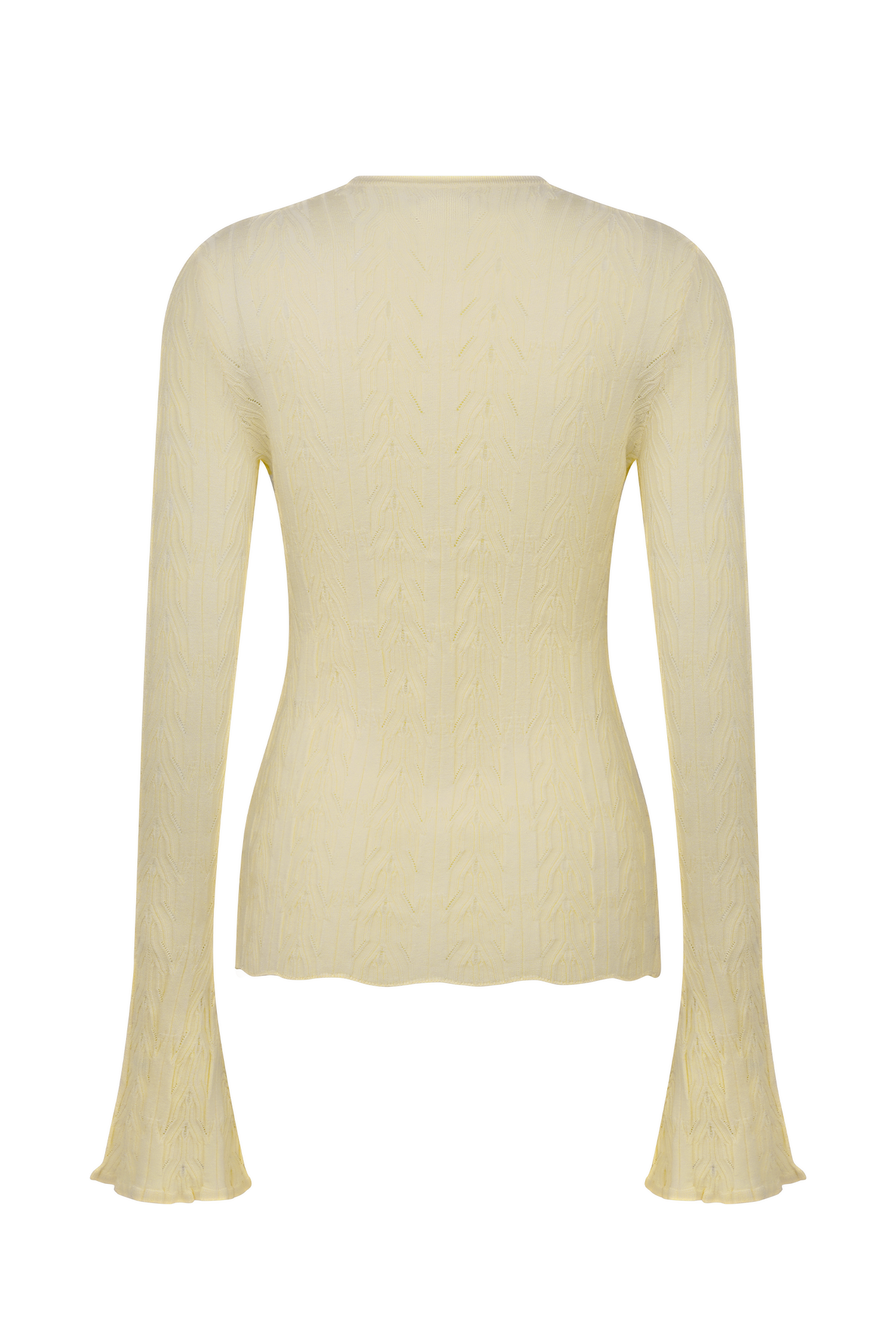 Amy Pointelle Bell Sleeve Cardigan - Lemon #6