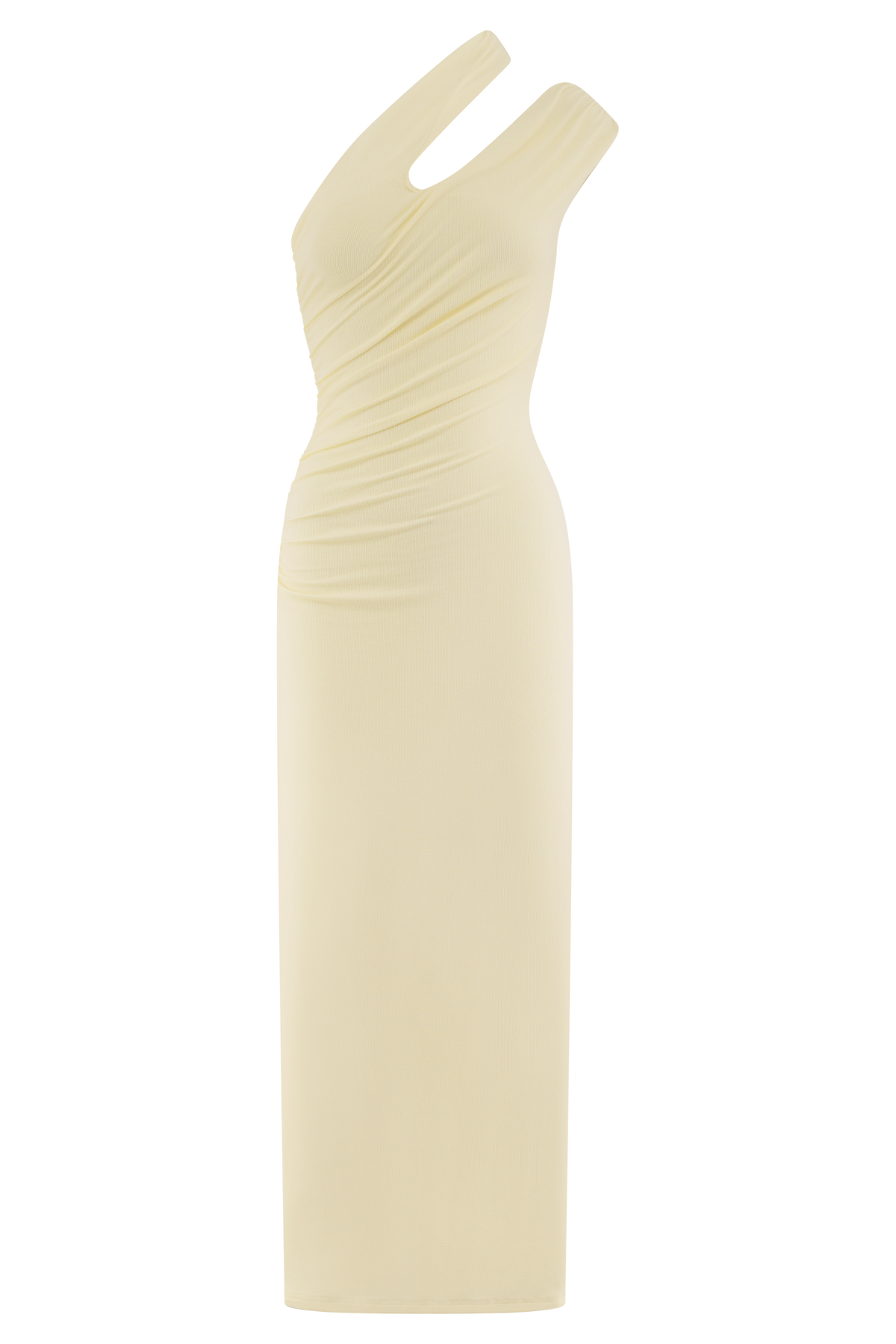 Anastasia One Shoulder Modal Midi Dress - Pale Lemon #9