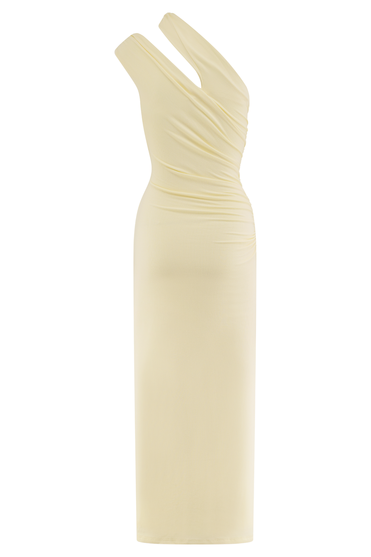 Anastasia One Shoulder Modal Midi Dress - Pale Lemon #8