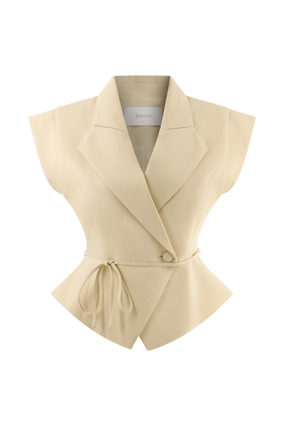 Andina Shortsleeve Linen Top - Natural Beige