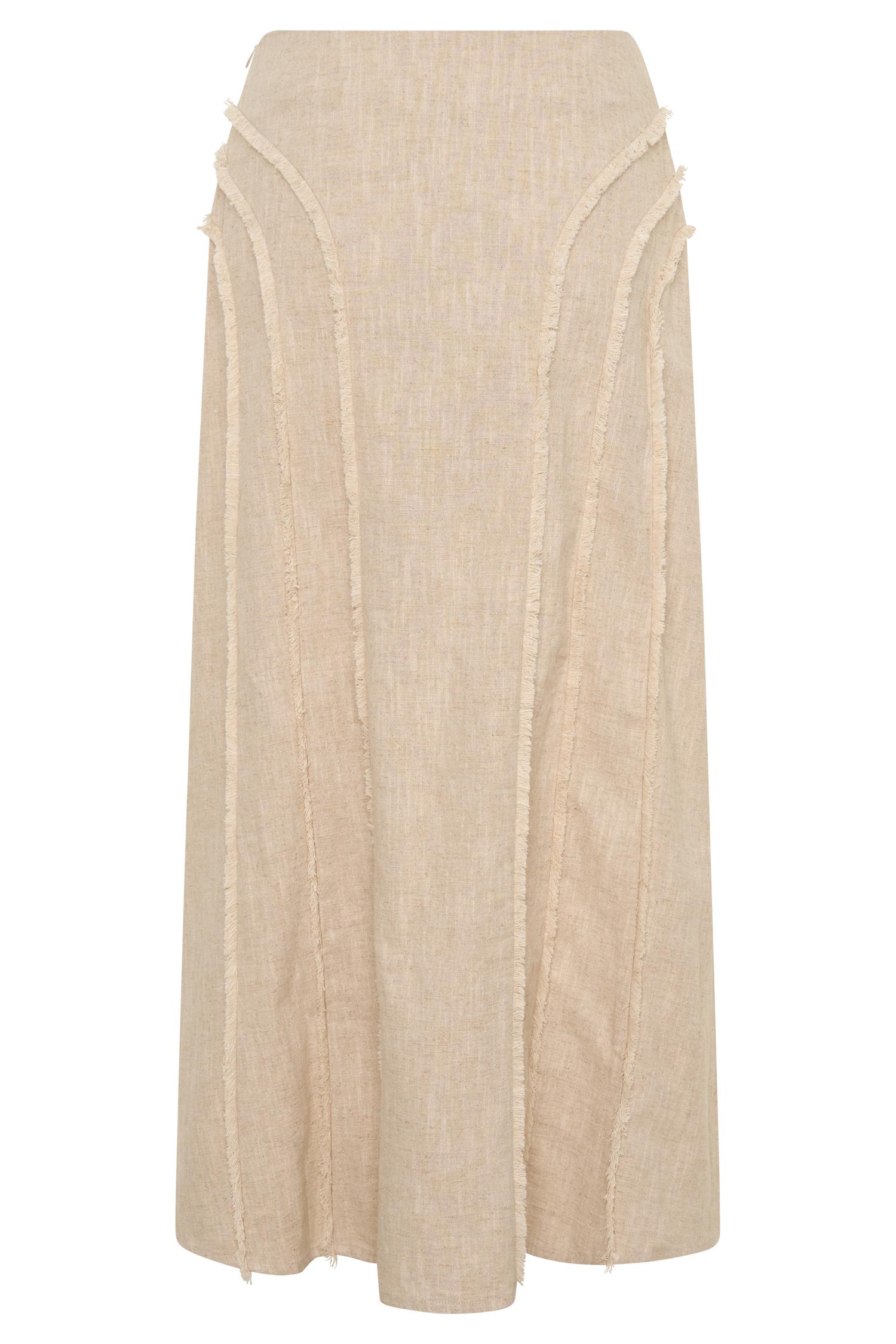 Annie Linen Frayed Midi Skirt - Natural #8