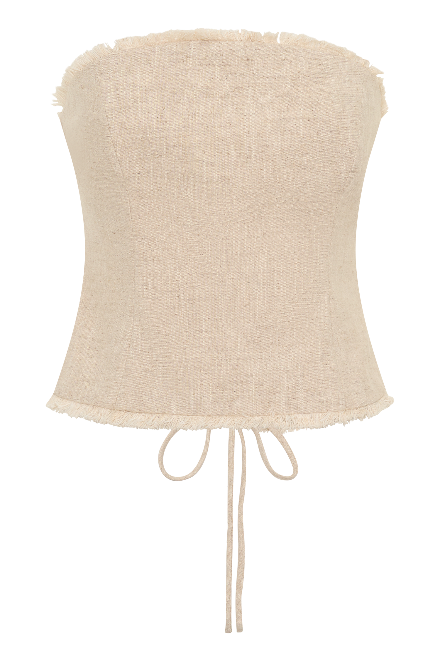Annie Strapless Tie Back Linen Top - Natural #9