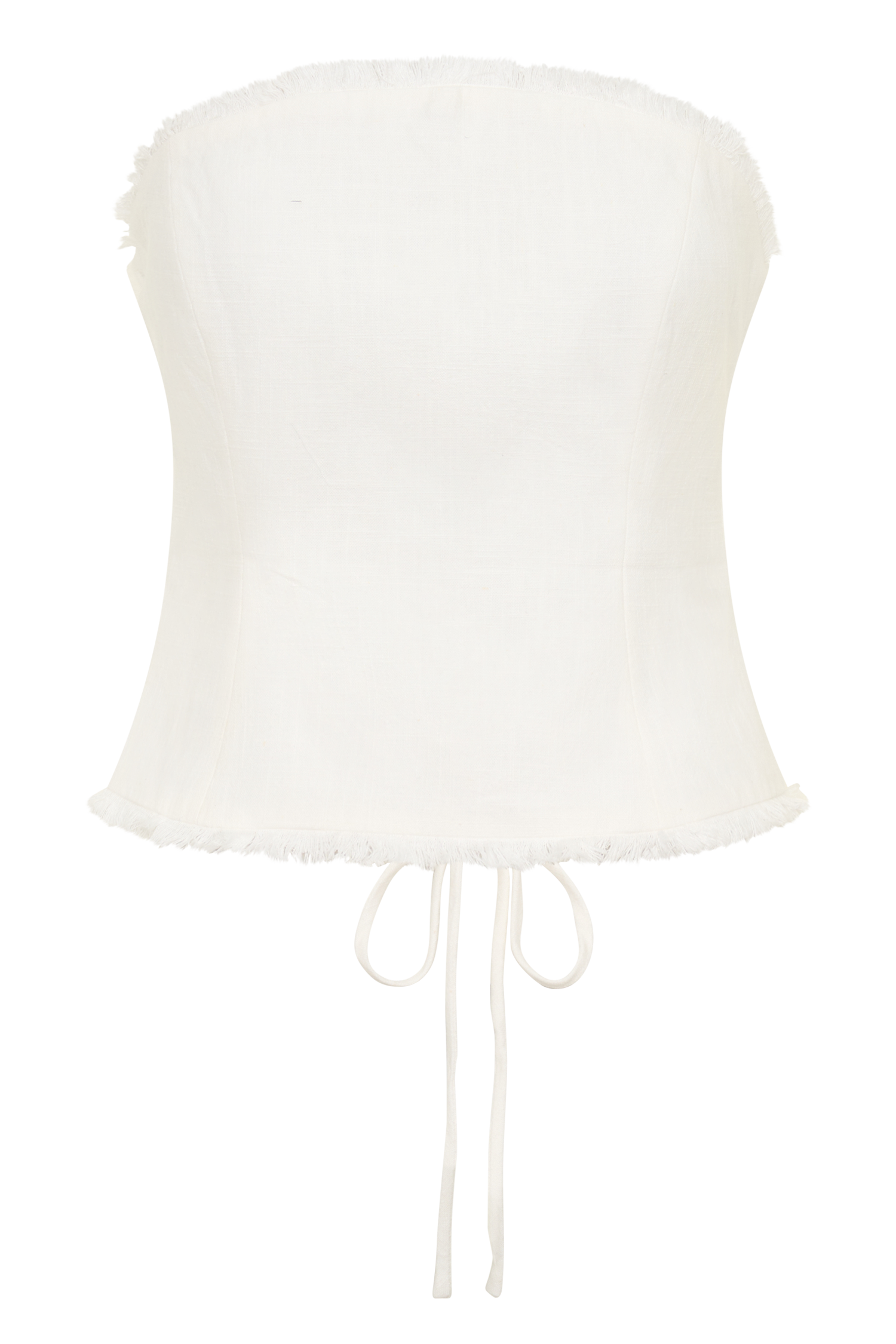 Annie Strapless Tie Back Linen Top - White #9