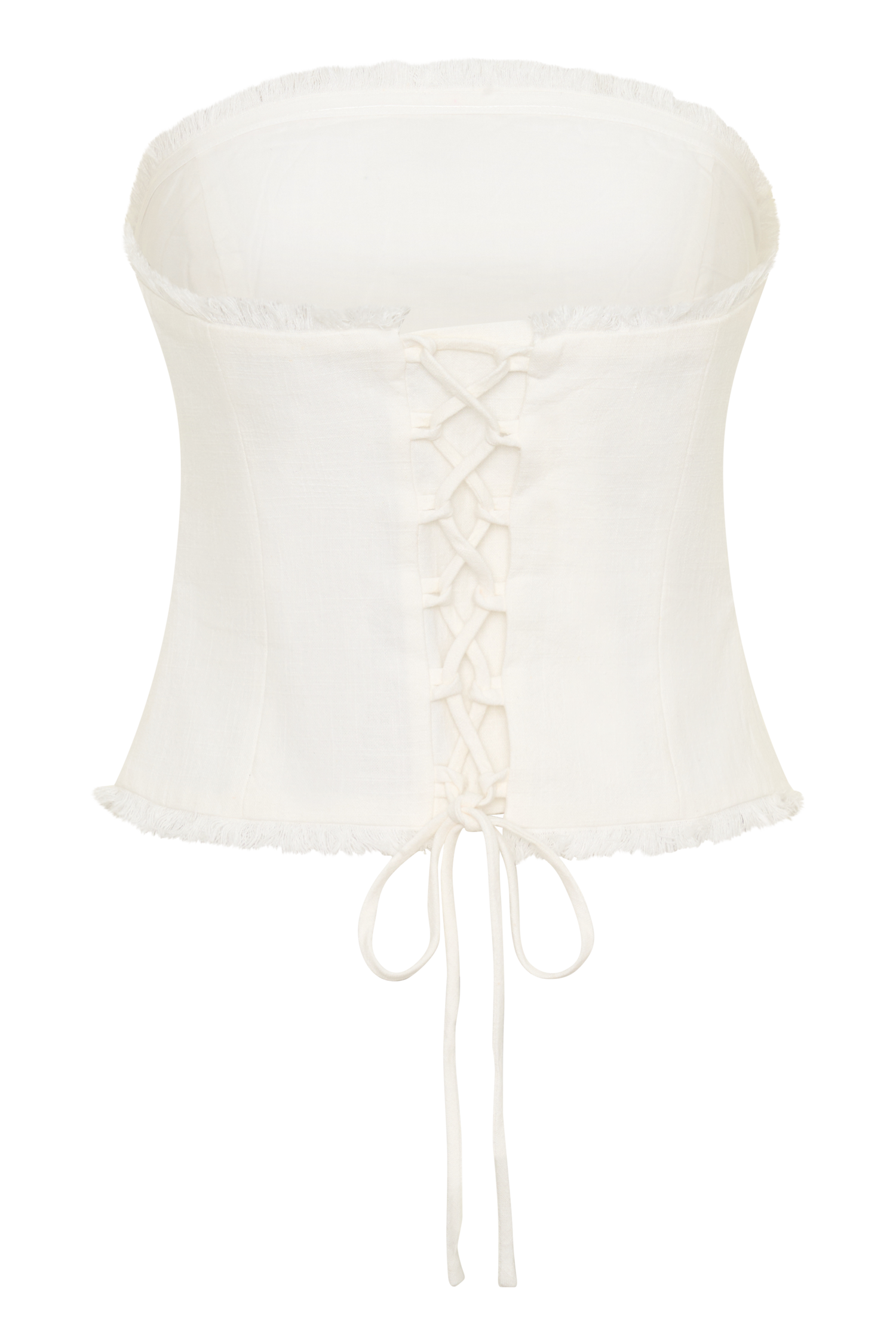 Annie Strapless Tie Back Linen Top - White #8