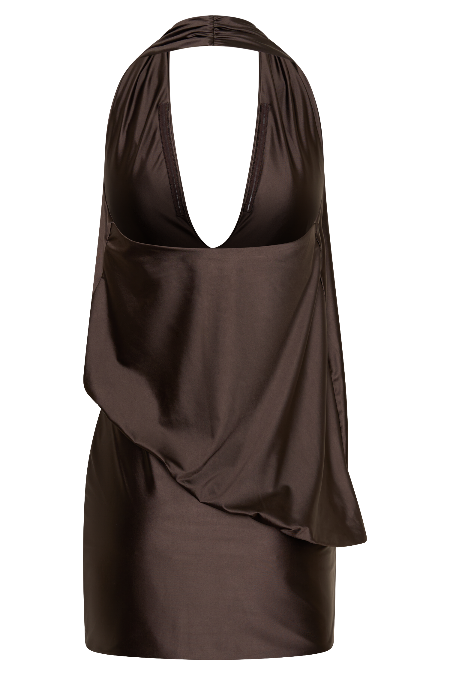 Arabel Draped Halter Mini Dress - Chocolate #8