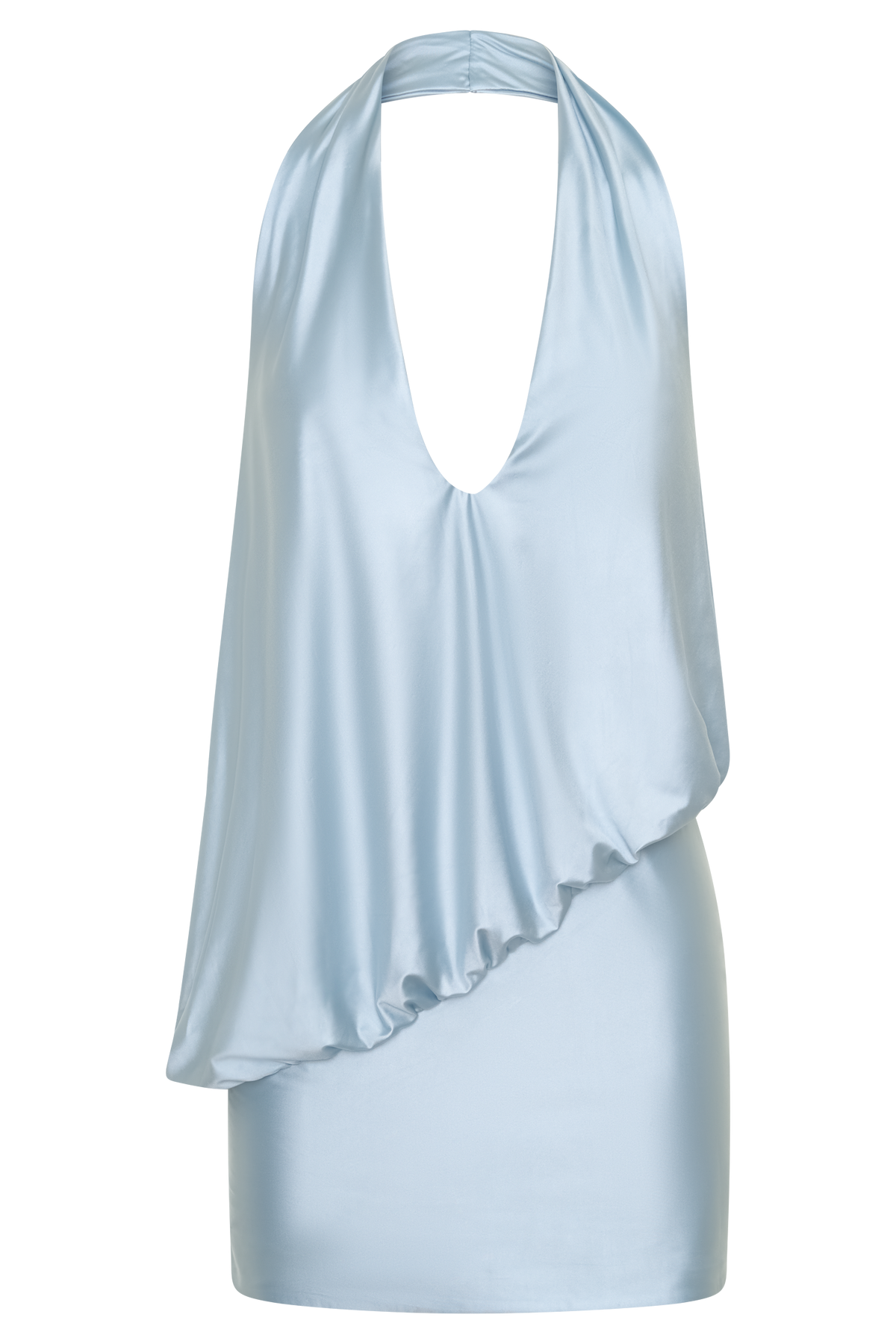 Arabel Draped Halter Mini Dress - Pale Blue #9