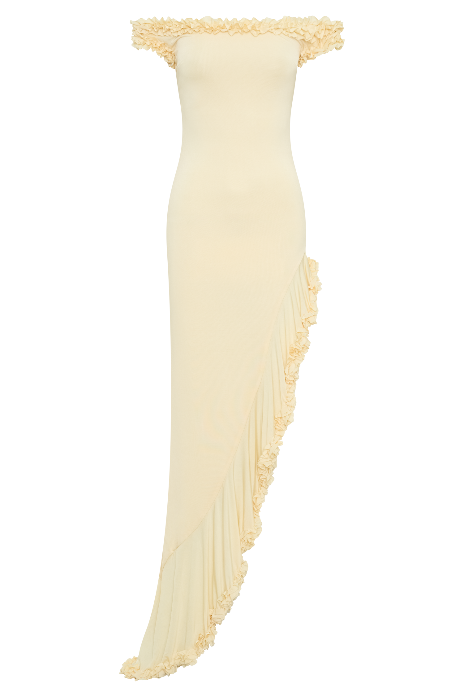 Arielle Off Shoulder Ruffle Midi Dress - Pastel Lemon #8