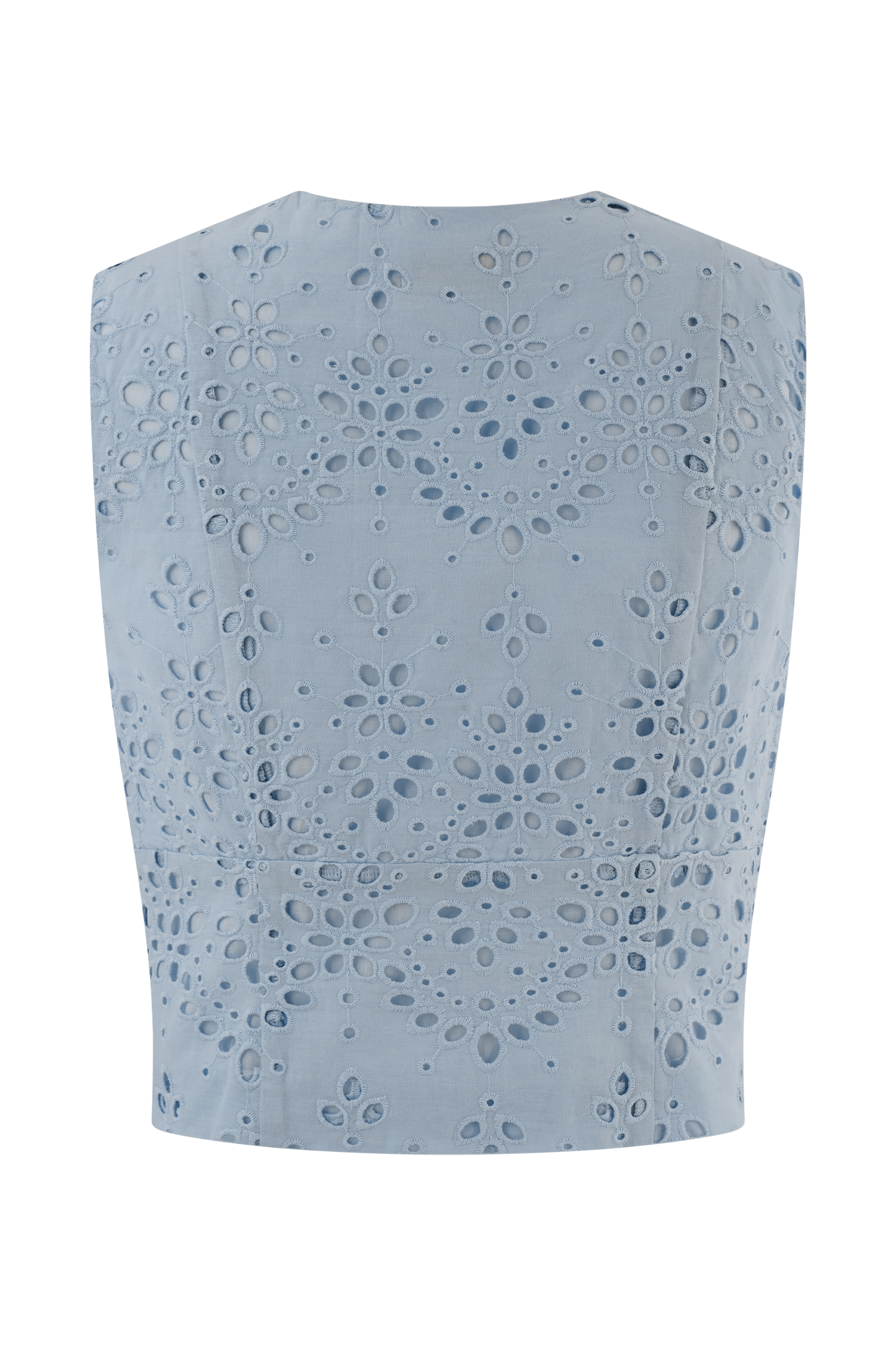 Arla Sleeveless Broderie Top - Pale Cornflower Blue