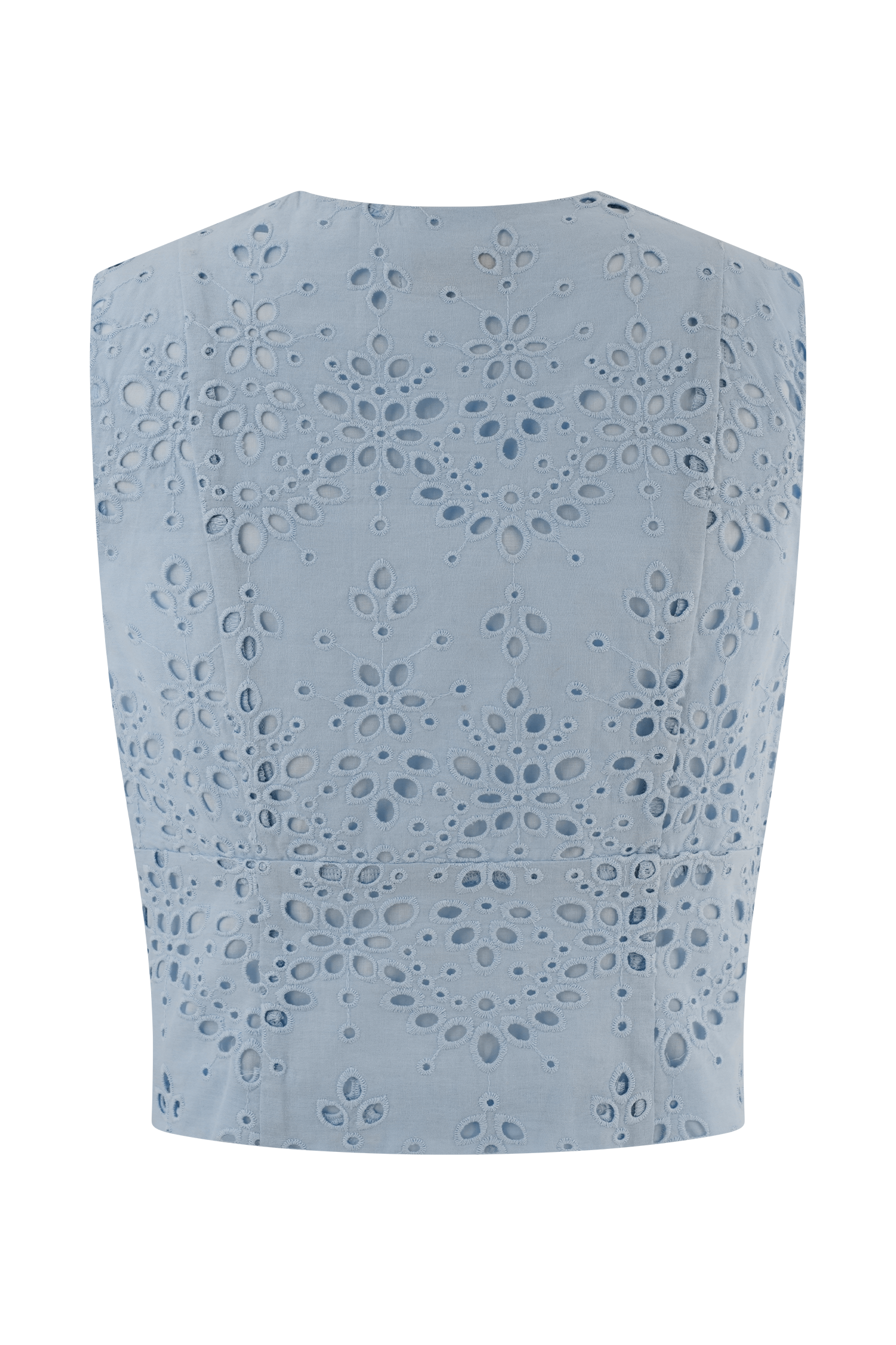 Arla Sleeveless Broderie Top - Pale Cornflower Blue #6