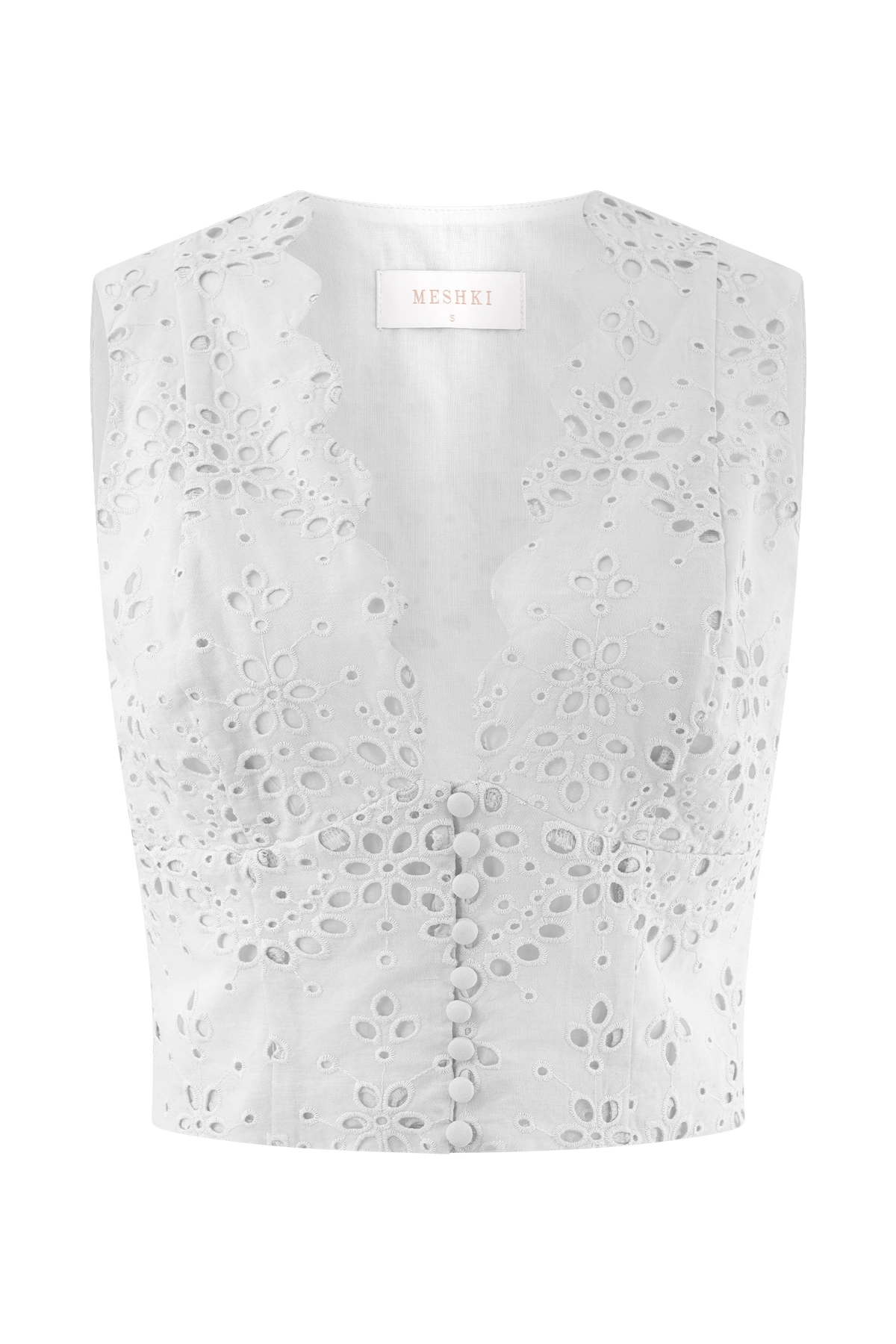 Arla Sleeveless Broderie Top - White #9
